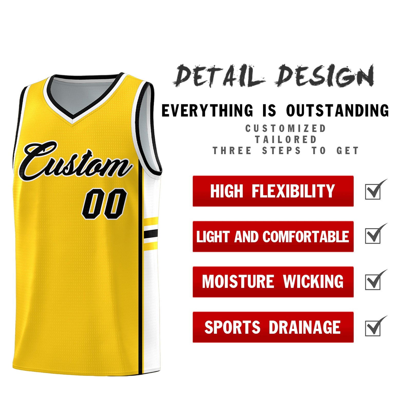 Custom Youth Basketball Jersey - Gold White Two-Tone Classic Varsity Uniform