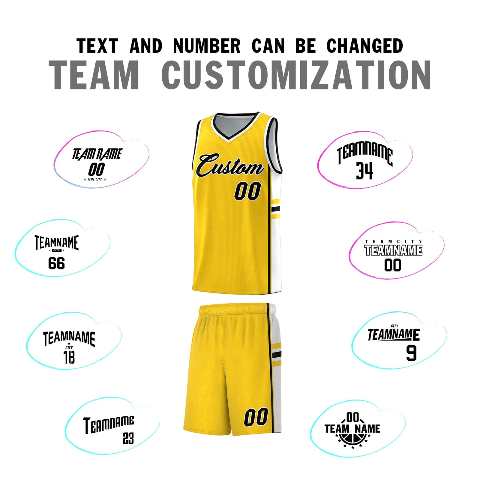 Custom Youth Basketball Jersey - Gold White Two-Tone Classic Varsity Uniform