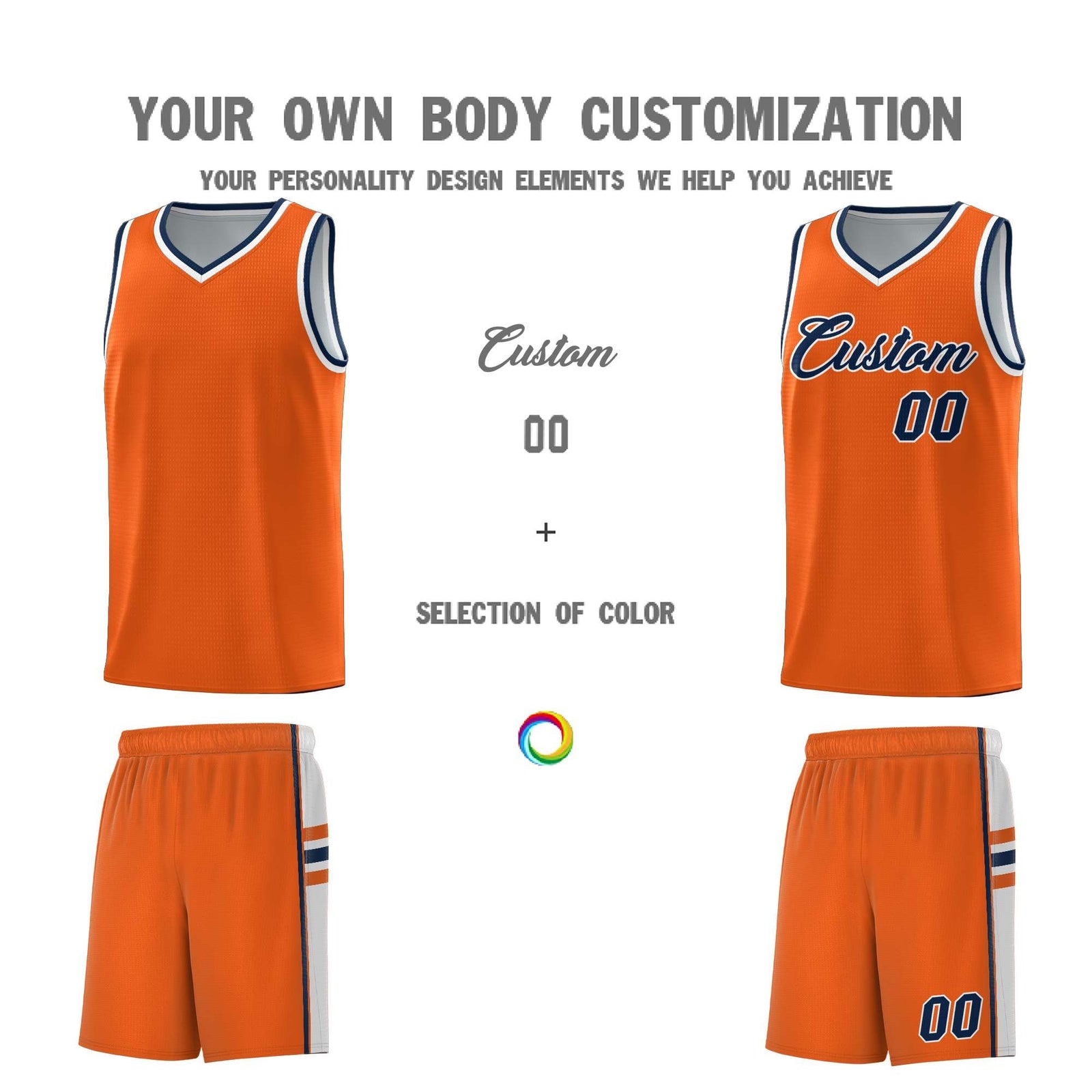 Custom Youth Basketball Jersey - Orange White Two-Tone Classic Varsity Uniform