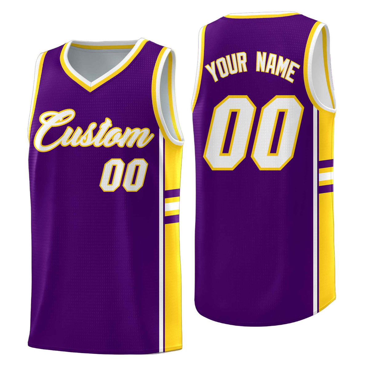 Custom Youth Basketball Jersey - Purple Gold Two-Tone Varsity Jersey Set