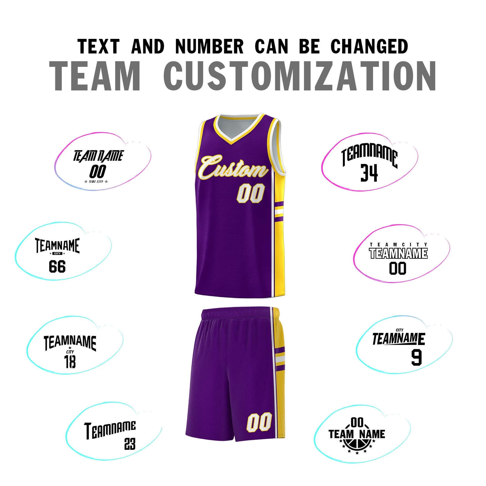 Custom Youth Basketball Jersey - Purple Gold Two-Tone Varsity Jersey Set