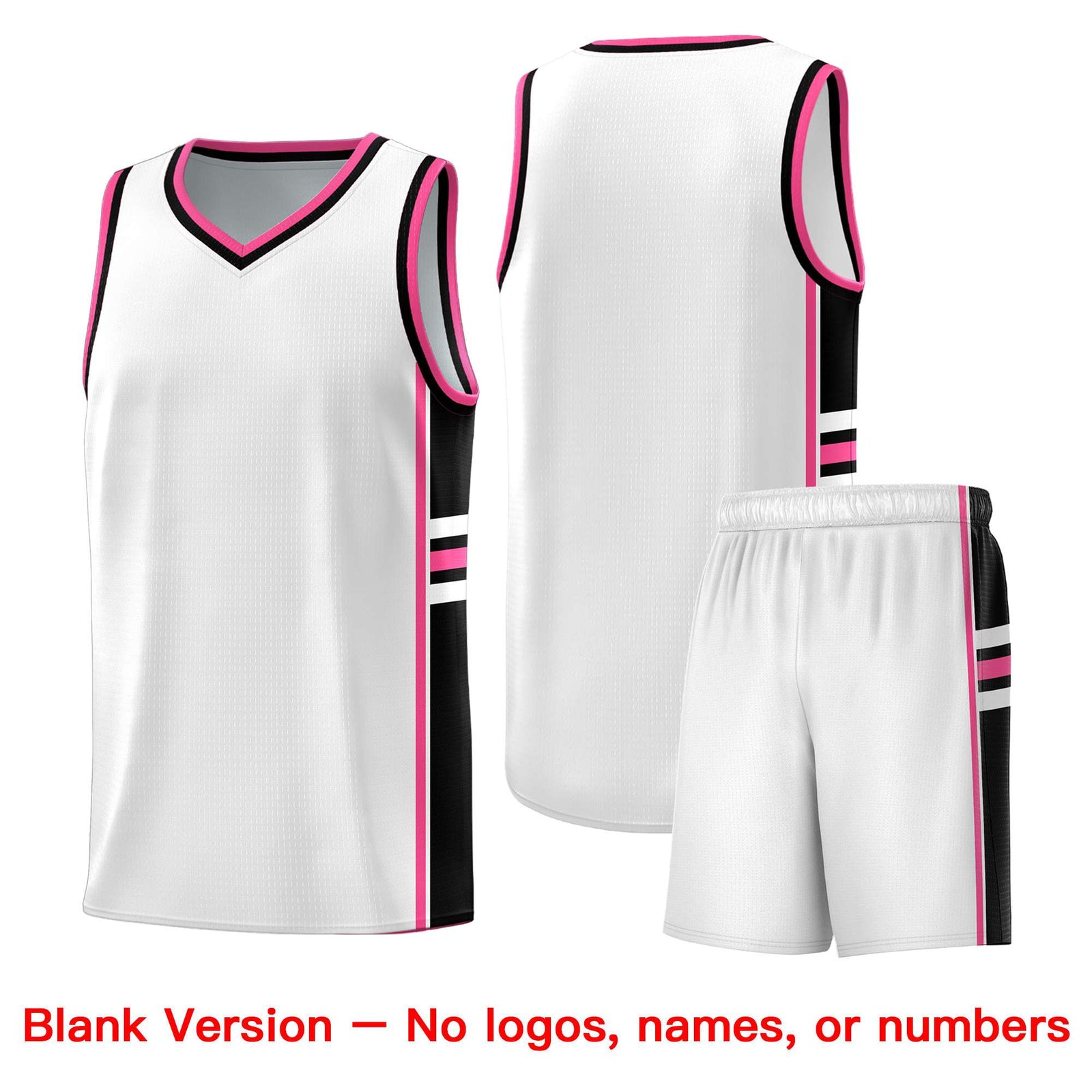 Custom Youth Basketball Jersey - White Pink Personalized Varsity Two-Tone Uniform