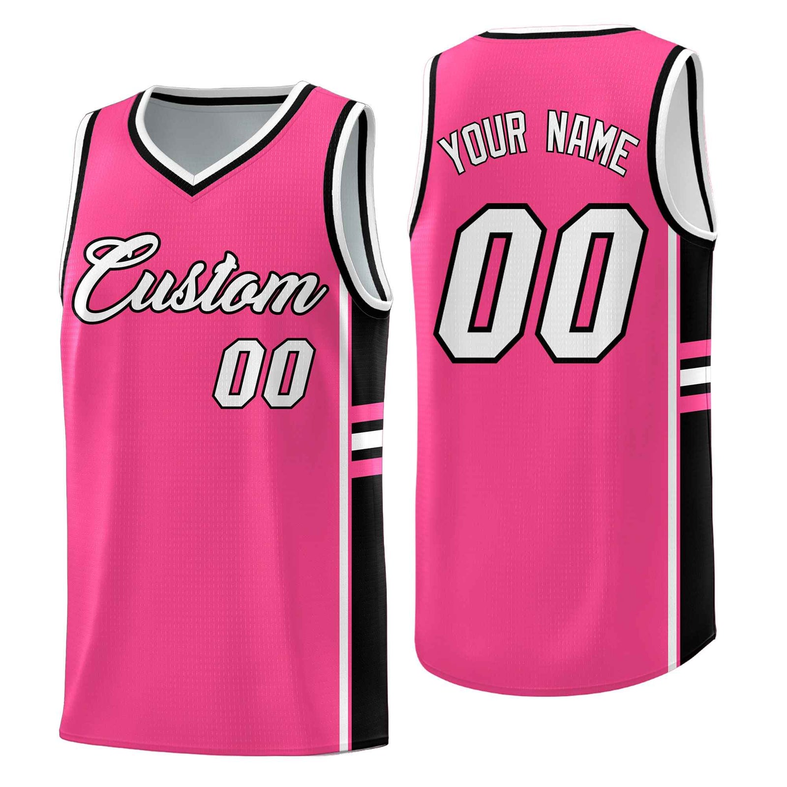 Custom Youth Basketball Jersey - Pink Black Two-Tone Varsity Jersey Set