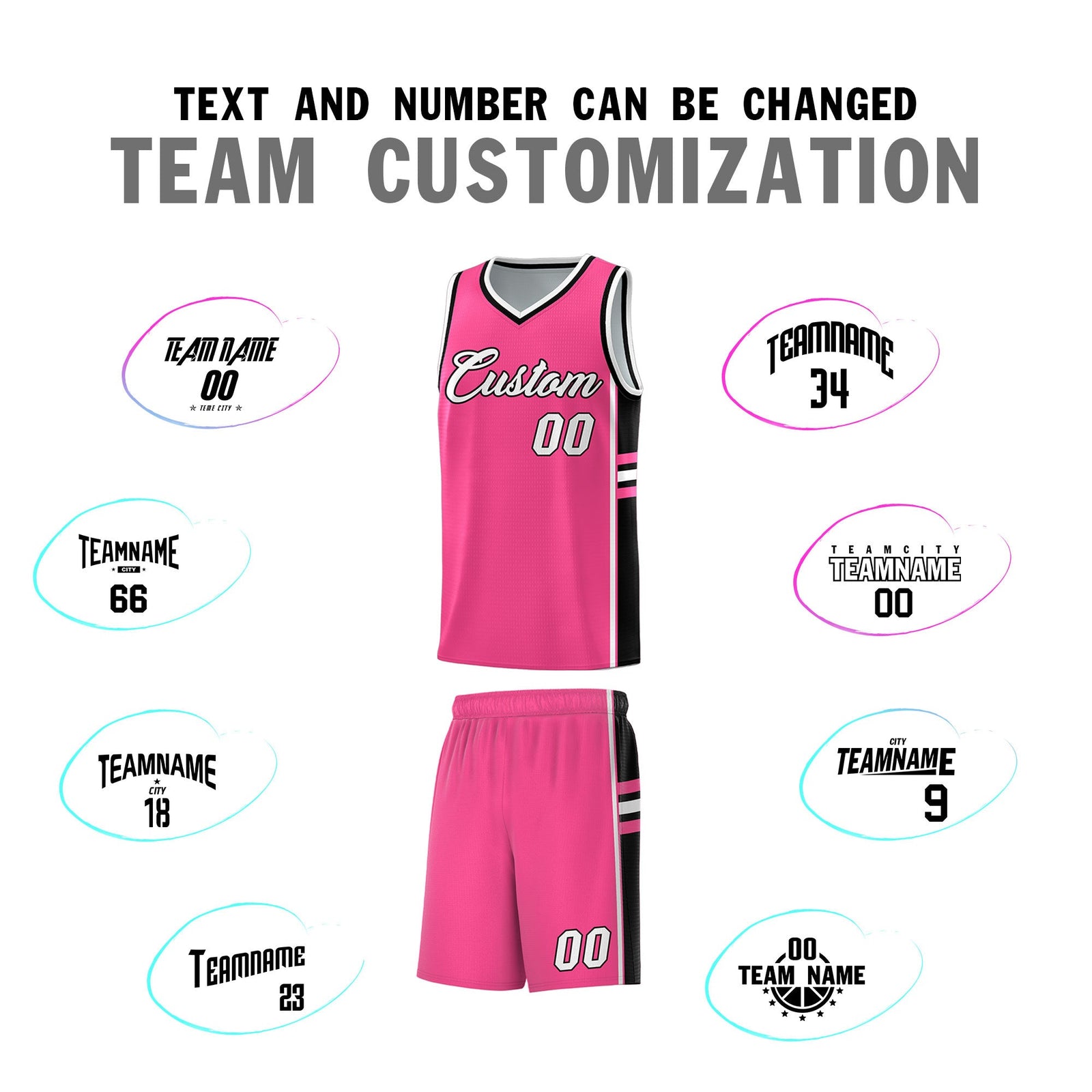 Custom Youth Basketball Jersey - Pink Black Two-Tone Varsity Jersey Set
