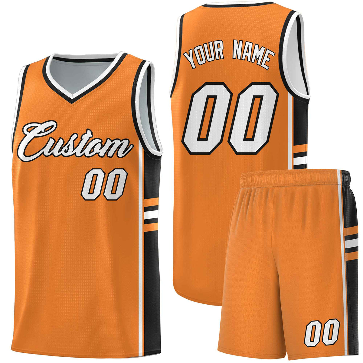 Custom Youth Basketball Jersey - Gold Orange Black Two-Tone Varsity Jersey Set