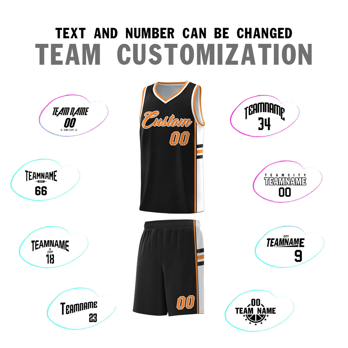 Custom Youth Basketball Jersey - Black Gold Orange Two-Tone Classic Varsity Uniform