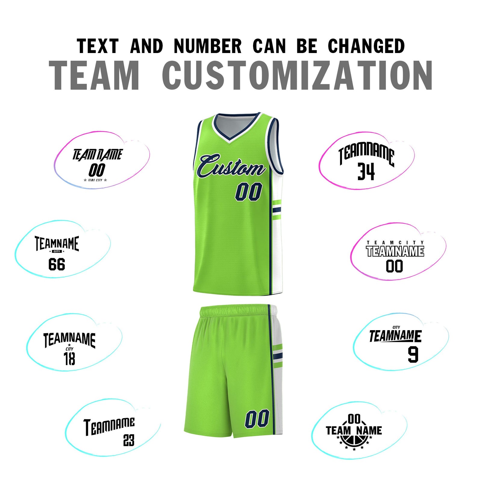 Custom Youth Basketball Jersey - Fluorescent Green White Two-Tone Classic Varsity Uniform