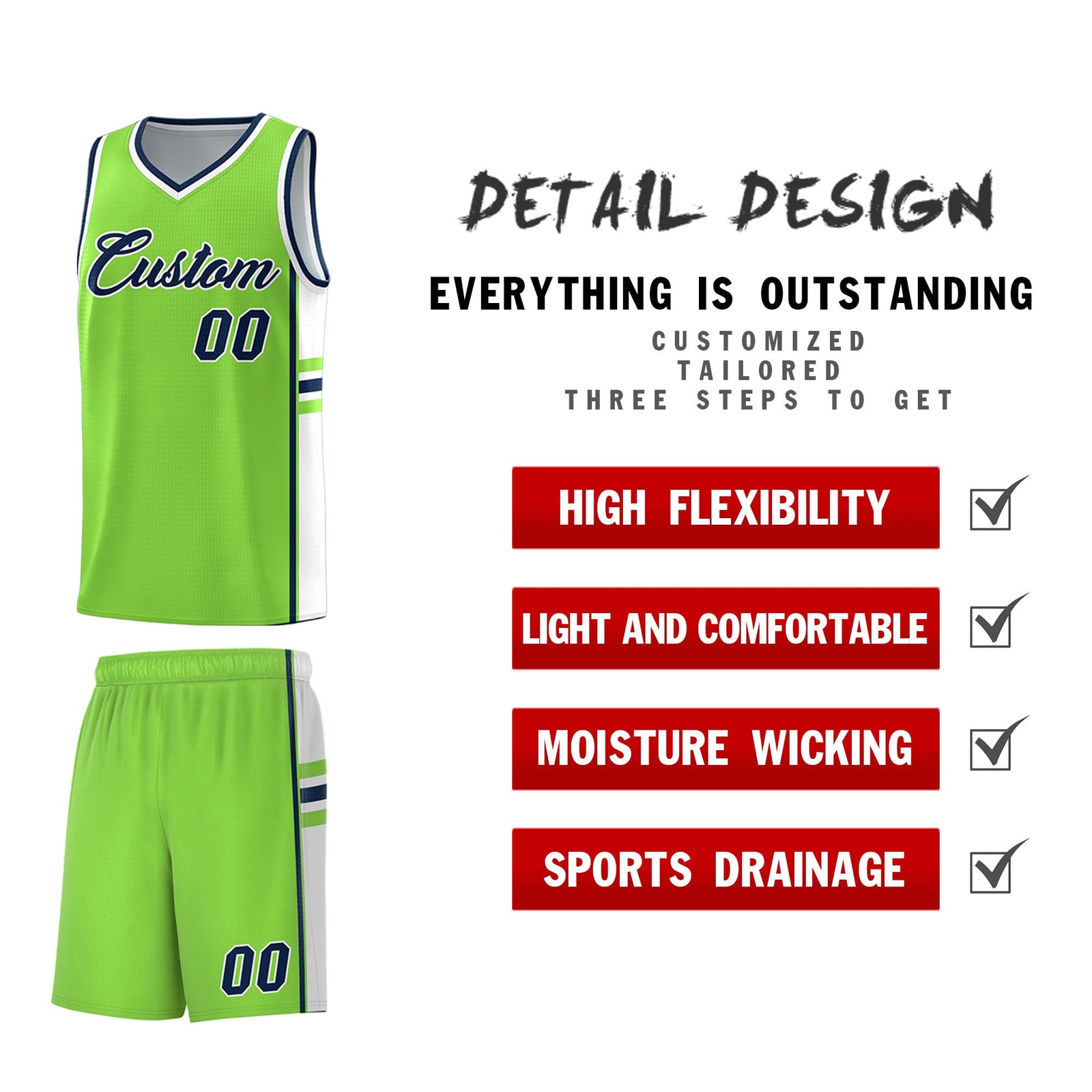 Custom Youth Basketball Jersey - Fluorescent Green White Two-Tone Classic Varsity Uniform