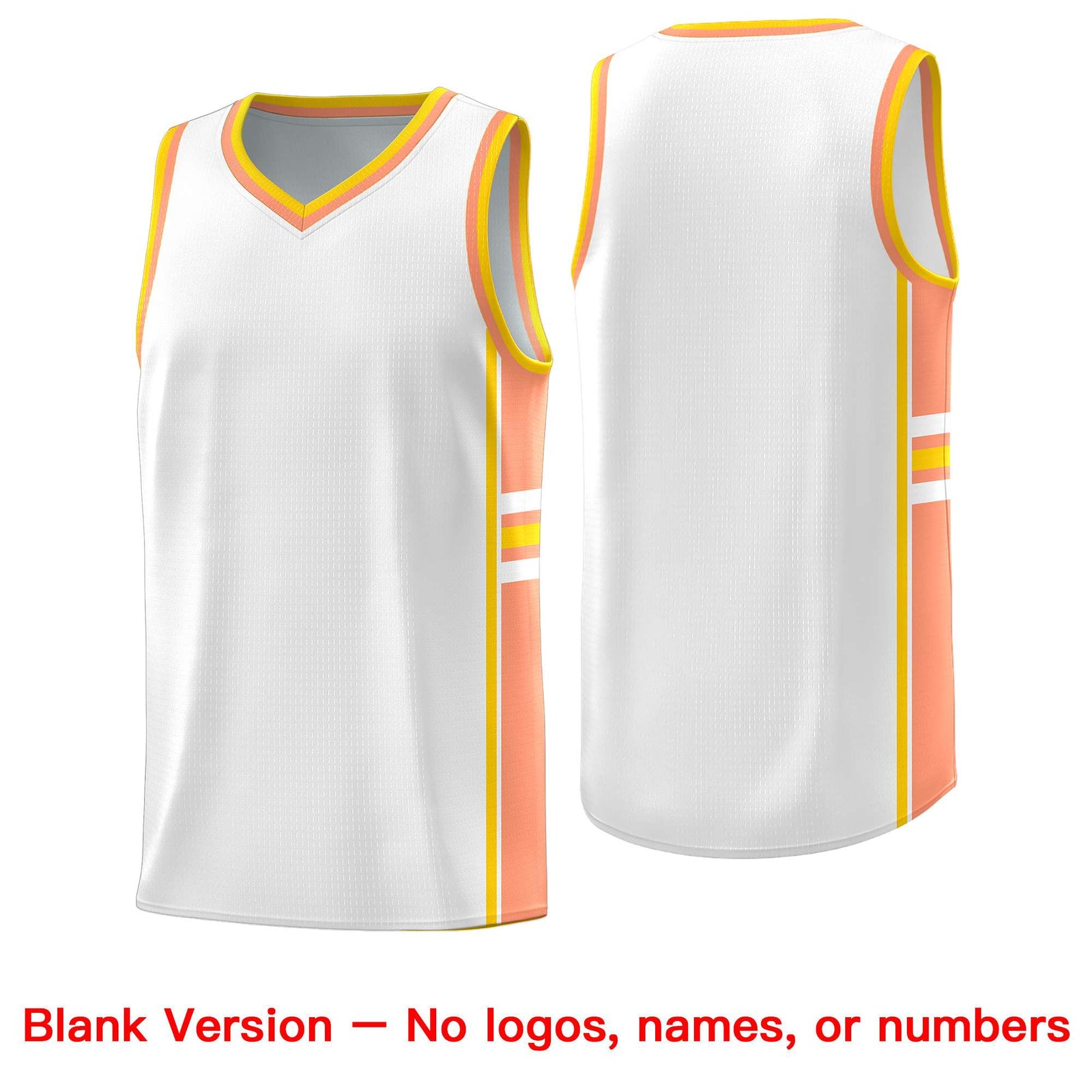 Custom Youth Basketball Jersey - White Light Orange Two-Tone Varsity Jersey Set