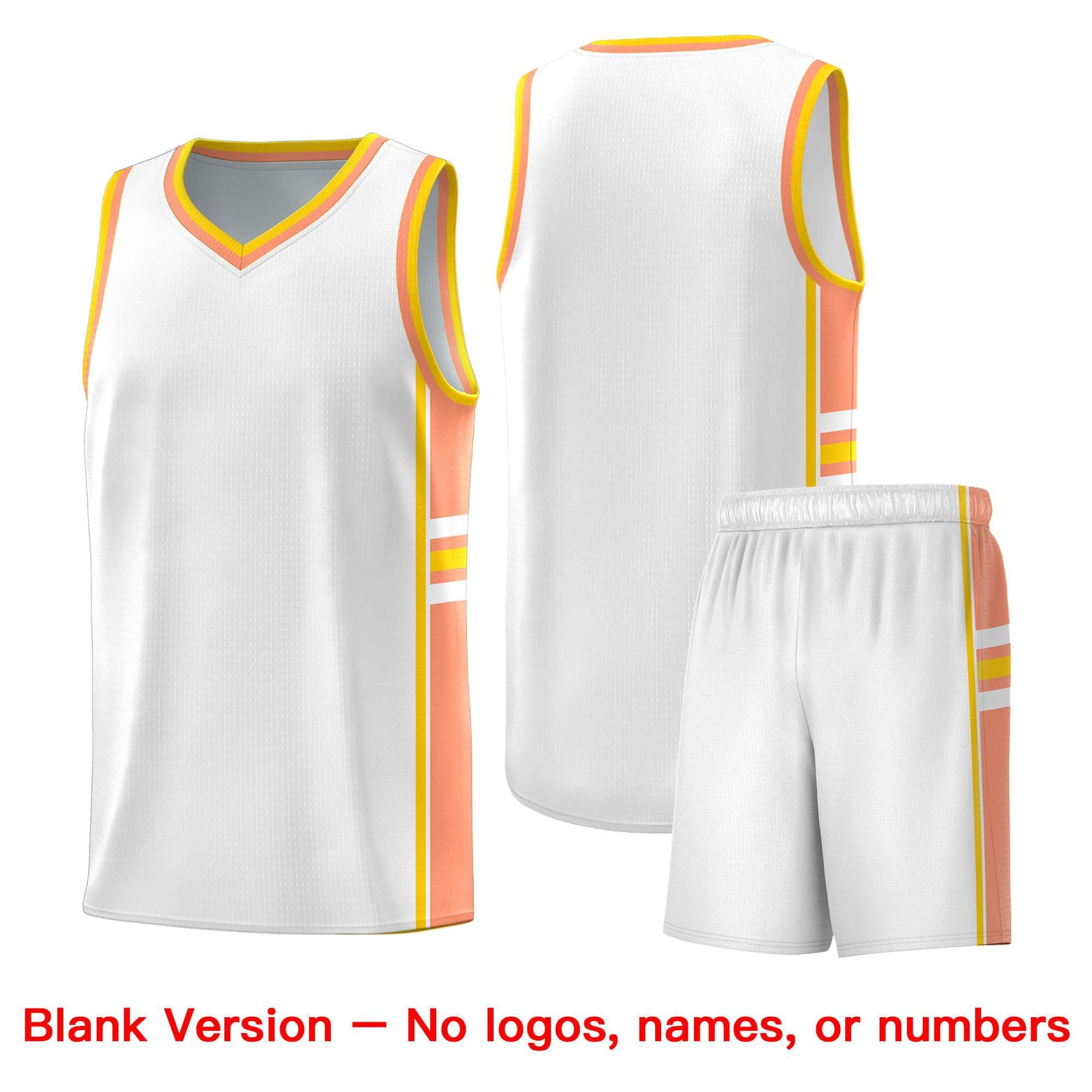 Custom Youth Basketball Jersey - White Light Orange Two-Tone Varsity Jersey Set