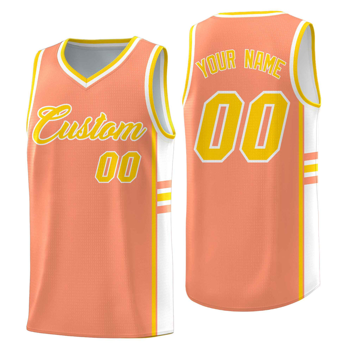 Custom Youth Basketball Jersey - Light Orange White Two-Tone Classic Varsity Uniform