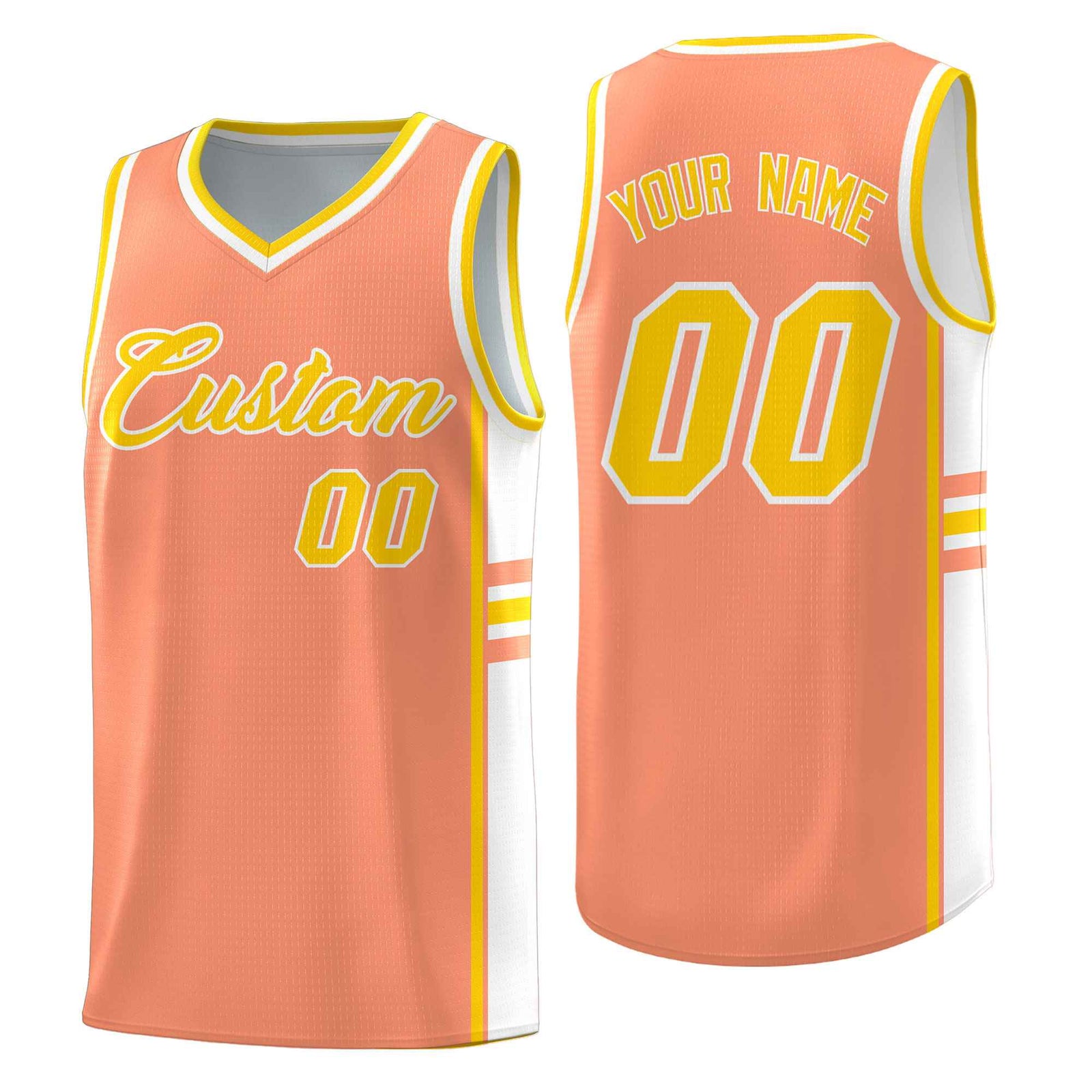 Custom Youth Basketball Jersey - Light Orange White Two-Tone Classic Varsity Uniform