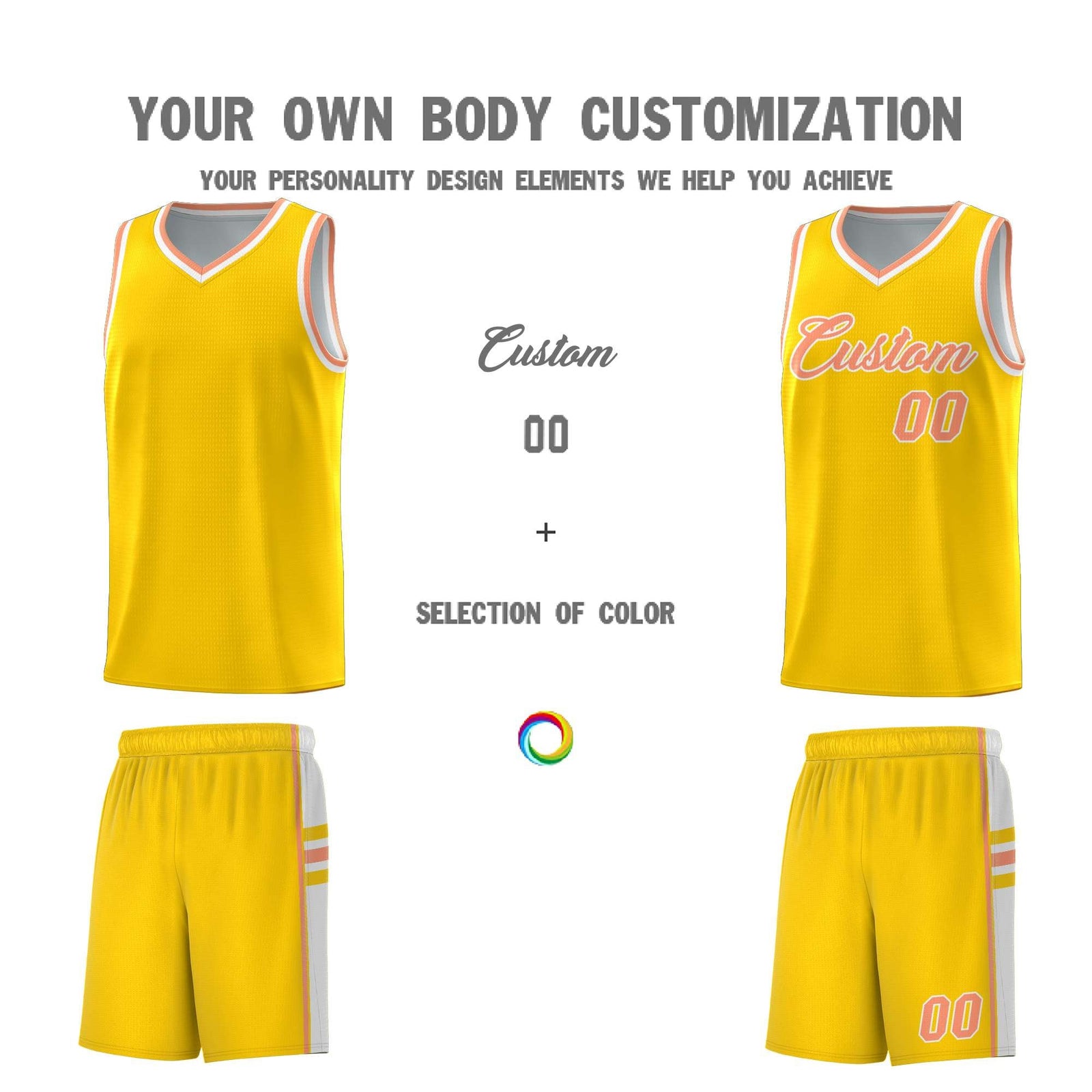 Custom Youth Basketball Jersey - Gold White Personalized Varsity Two-Tone Uniform
