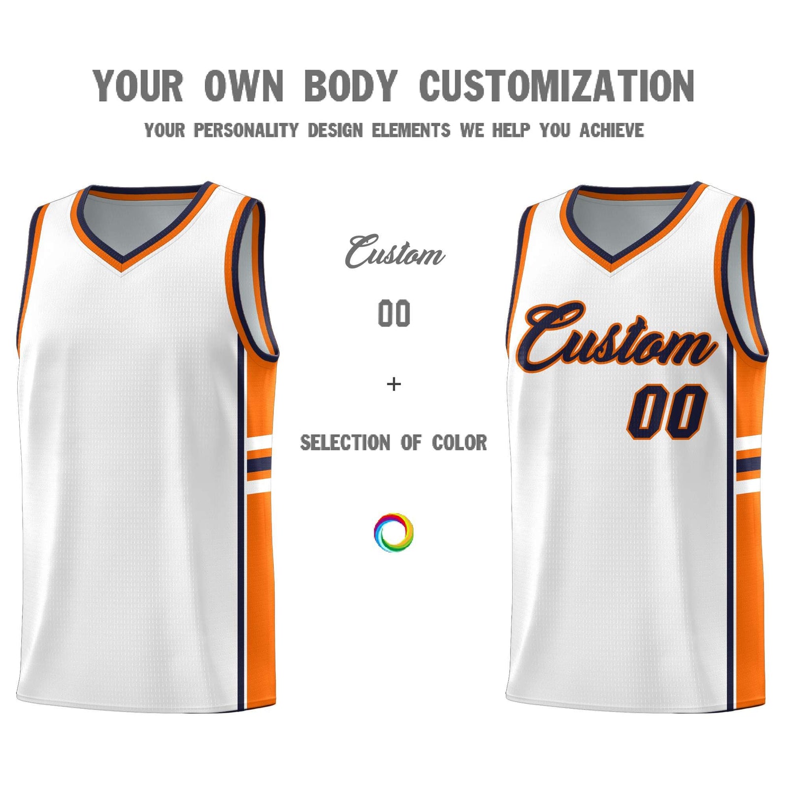 Custom Youth Basketball Jersey - White Orange Two-Tone Varsity Jersey Set