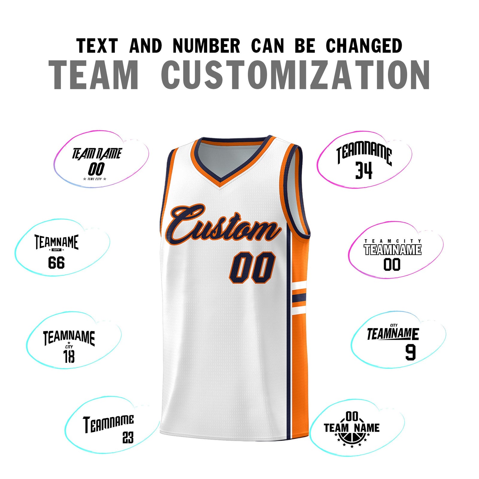 Custom Youth Basketball Jersey - White Orange Two-Tone Varsity Jersey Set