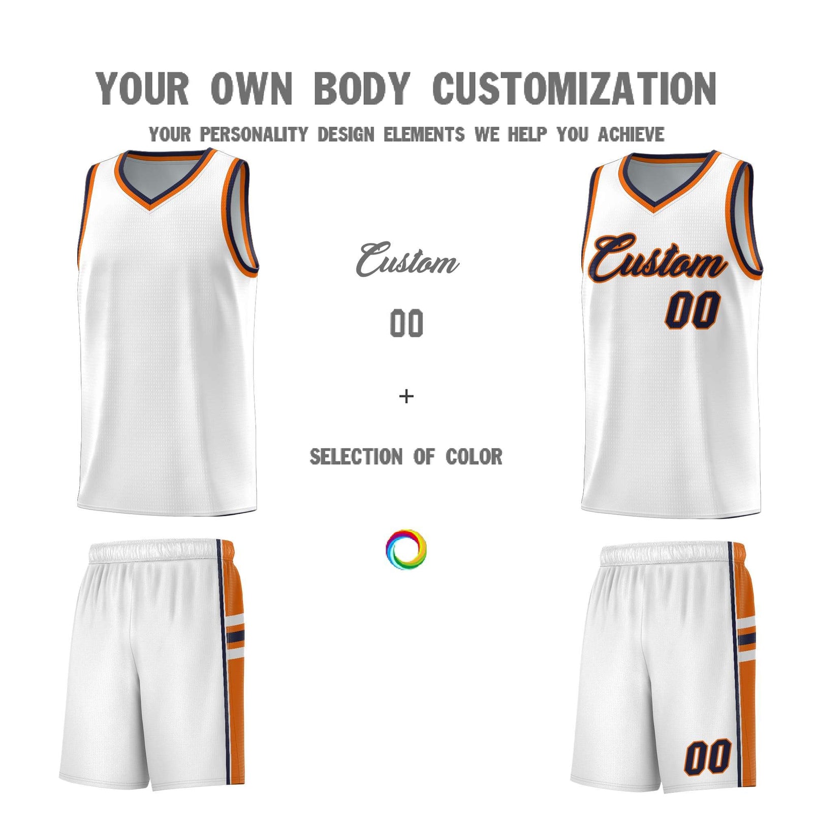 Custom Youth Basketball Jersey - White Orange Two-Tone Varsity Jersey Set