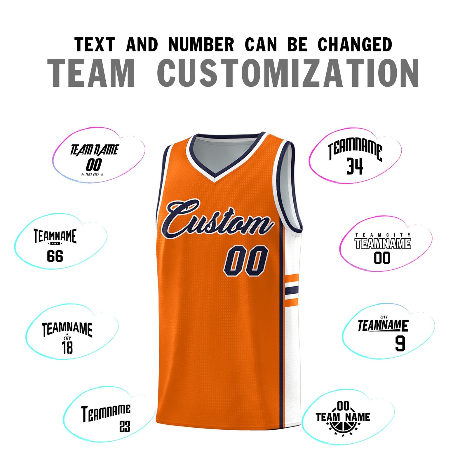 Custom Youth Basketball Jersey - Orange White Personalized Varsity Two-Tone Uniform