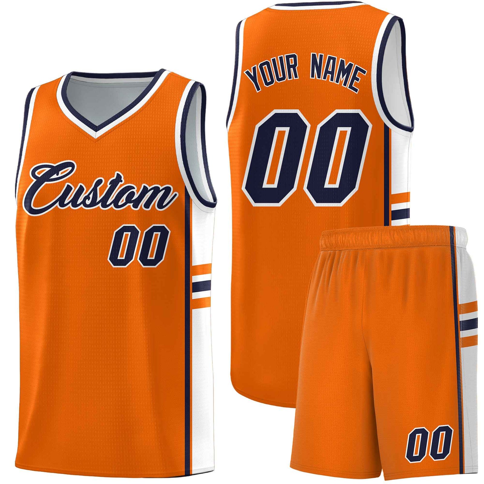 Custom Youth Basketball Jersey - Orange White Personalized Varsity Two-Tone Uniform