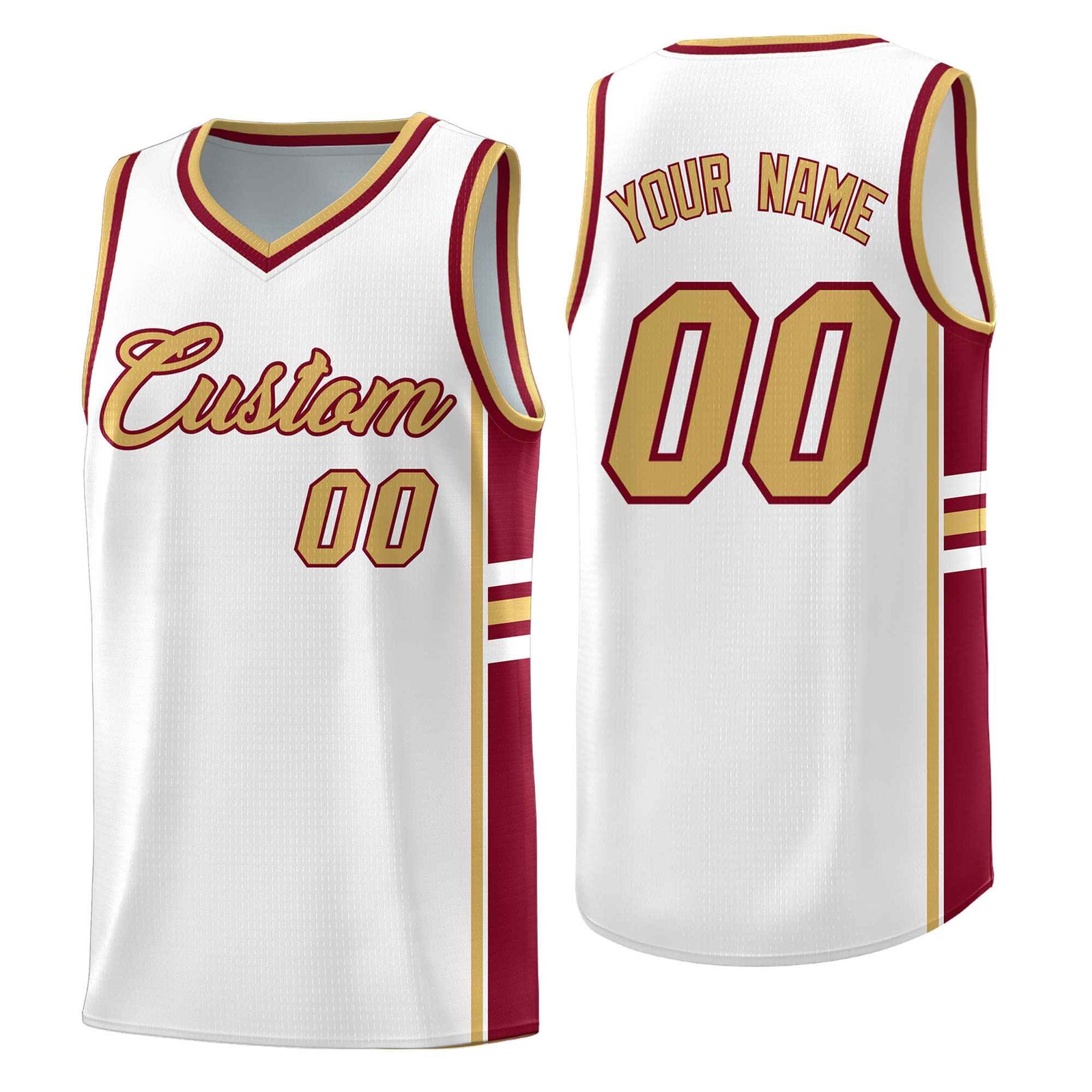 Custom Youth Basketball Jersey - White Crimson Two-Tone Varsity Jersey Set