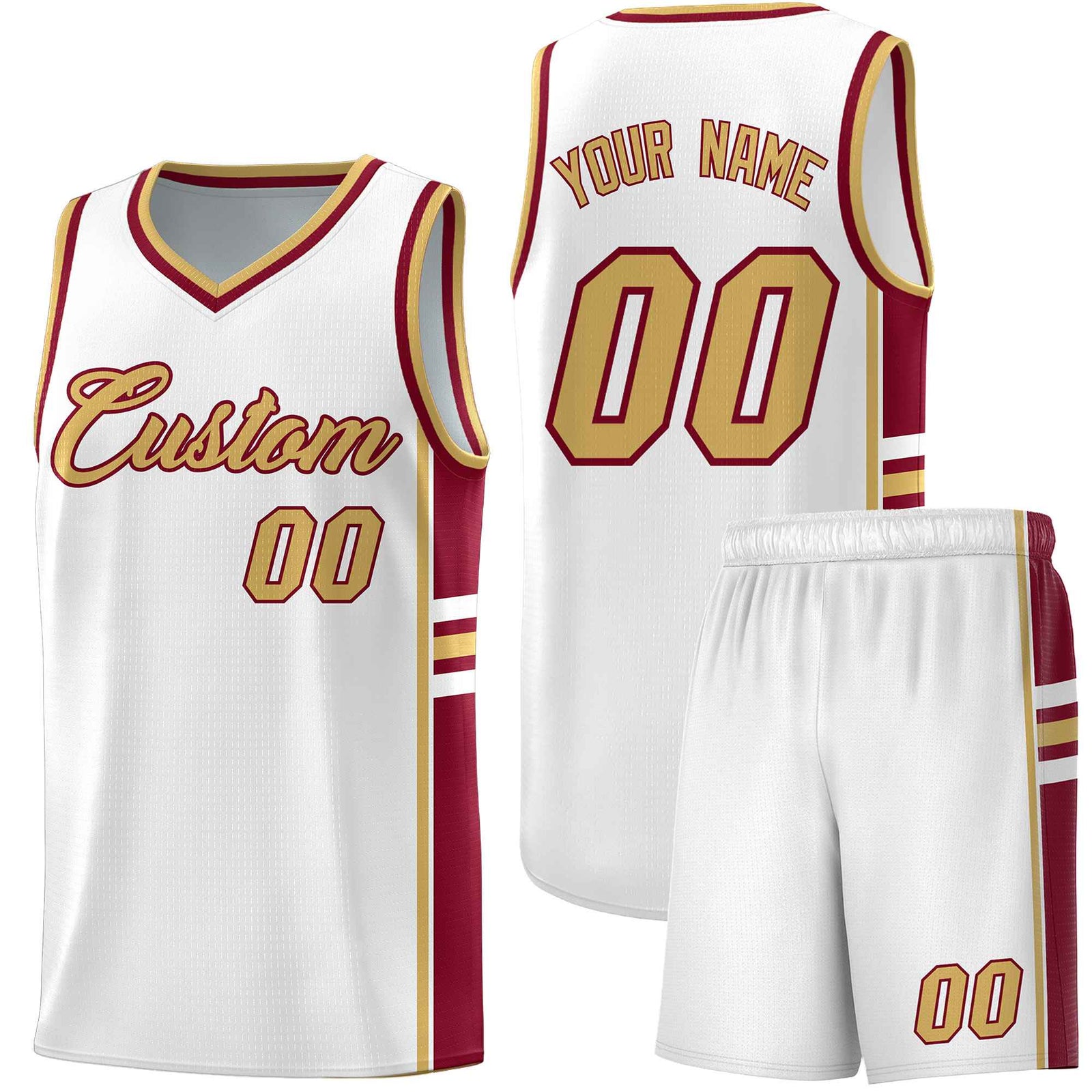 Custom Youth Basketball Jersey - White Crimson Two-Tone Varsity Jersey Set