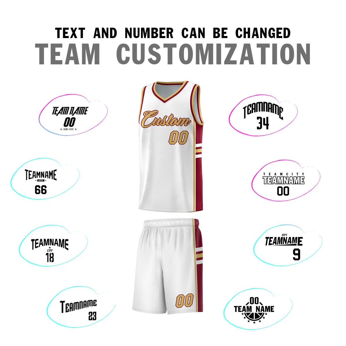 Custom Youth Basketball Jersey - White Crimson Two-Tone Varsity Jersey Set