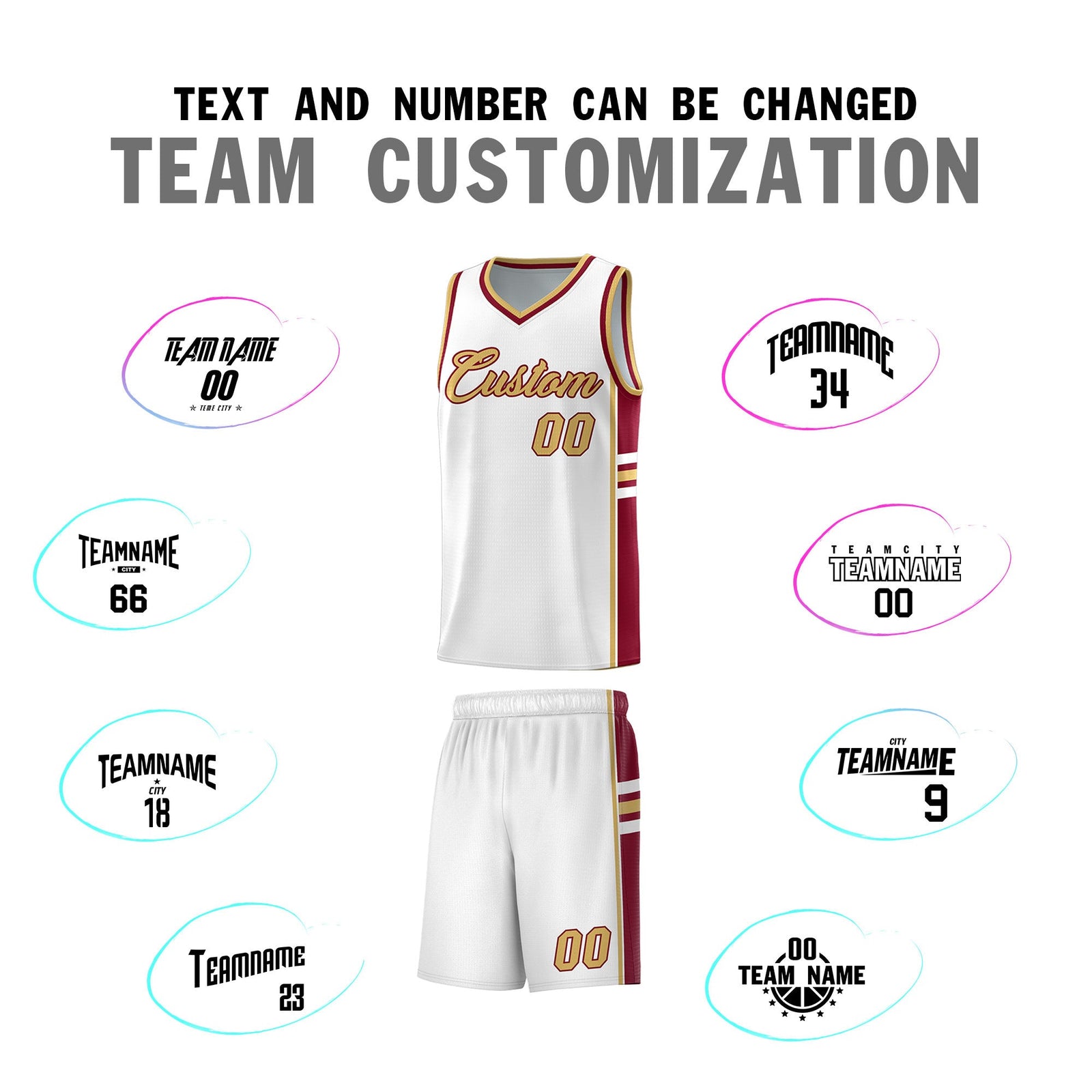 Custom Youth Basketball Jersey - White Crimson Two-Tone Varsity Jersey Set