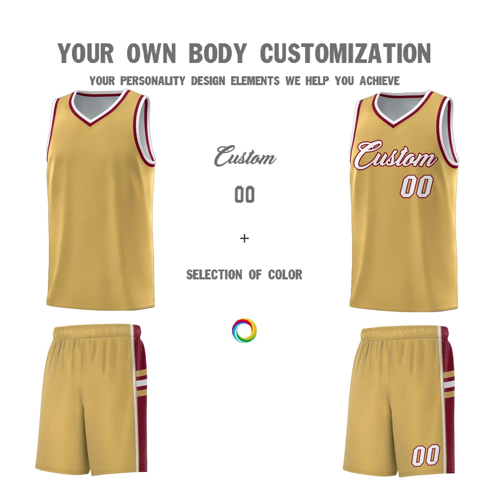 Custom Youth Basketball Jersey - Old Gold Crimson Two-Tone Classic Varsity Uniform