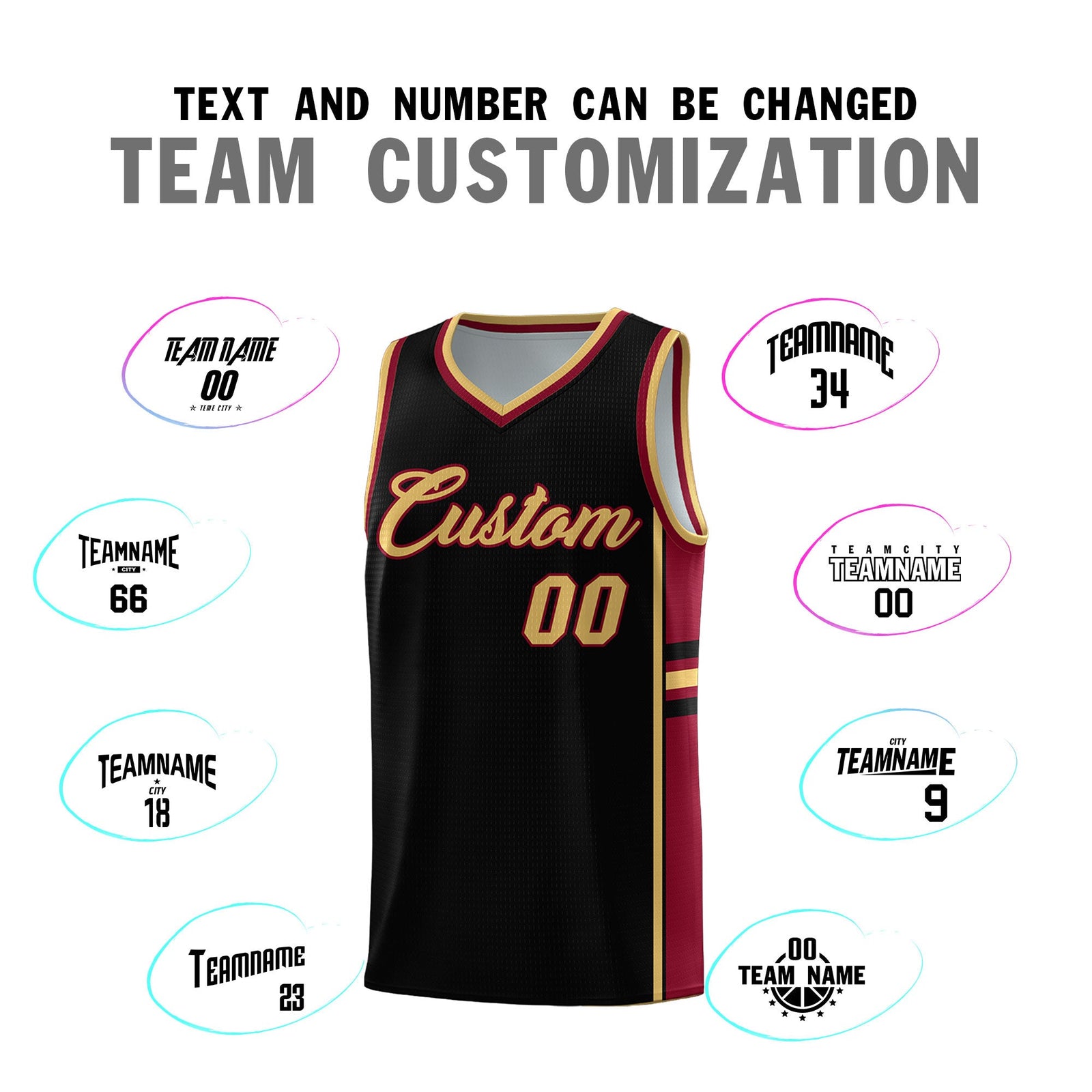 Custom Youth Basketball Jersey - Black Crimson Two-Tone Varsity Jersey Set