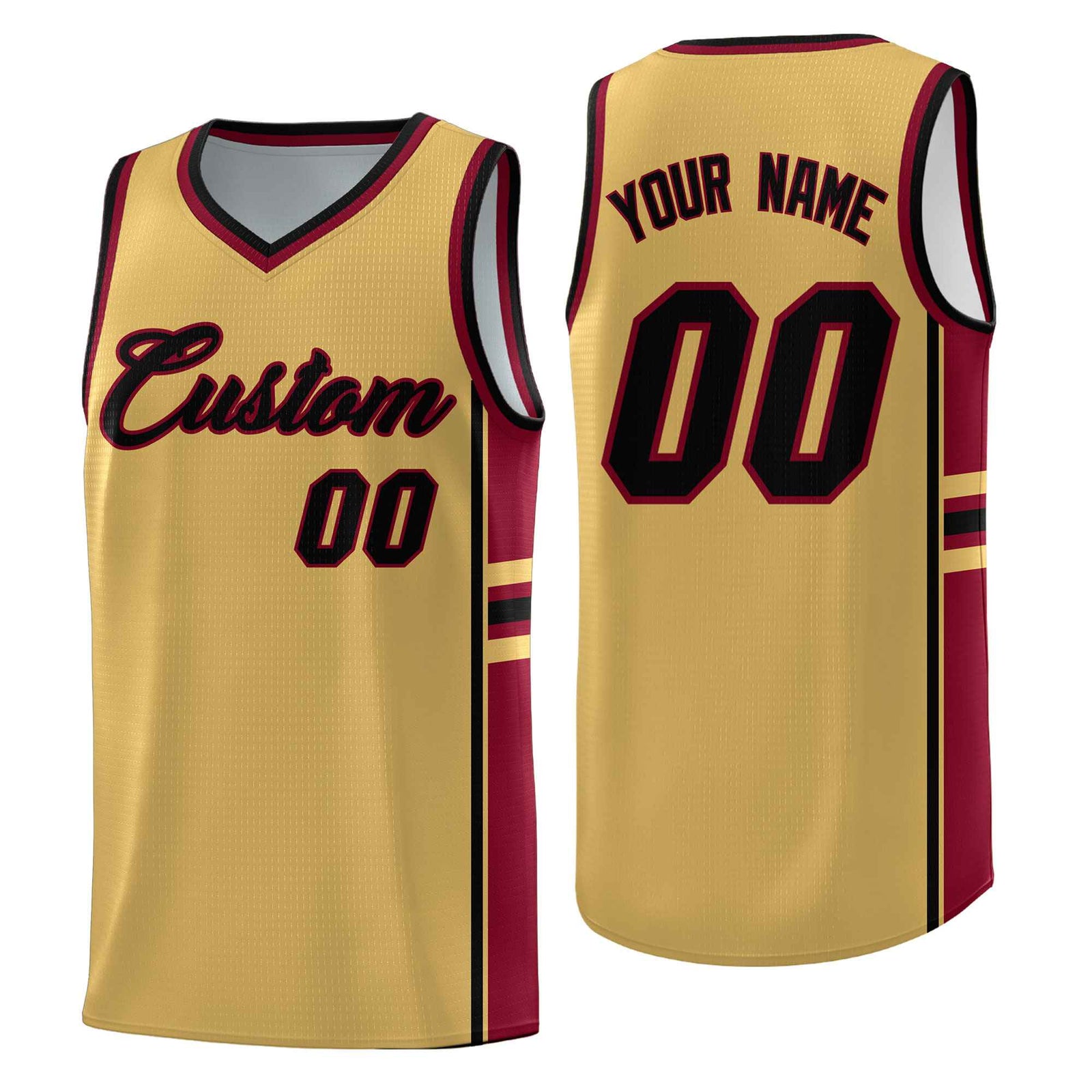Custom Youth Basketball Jersey - Old Gold Crimson Two-Tone Classic Varsity Uniform