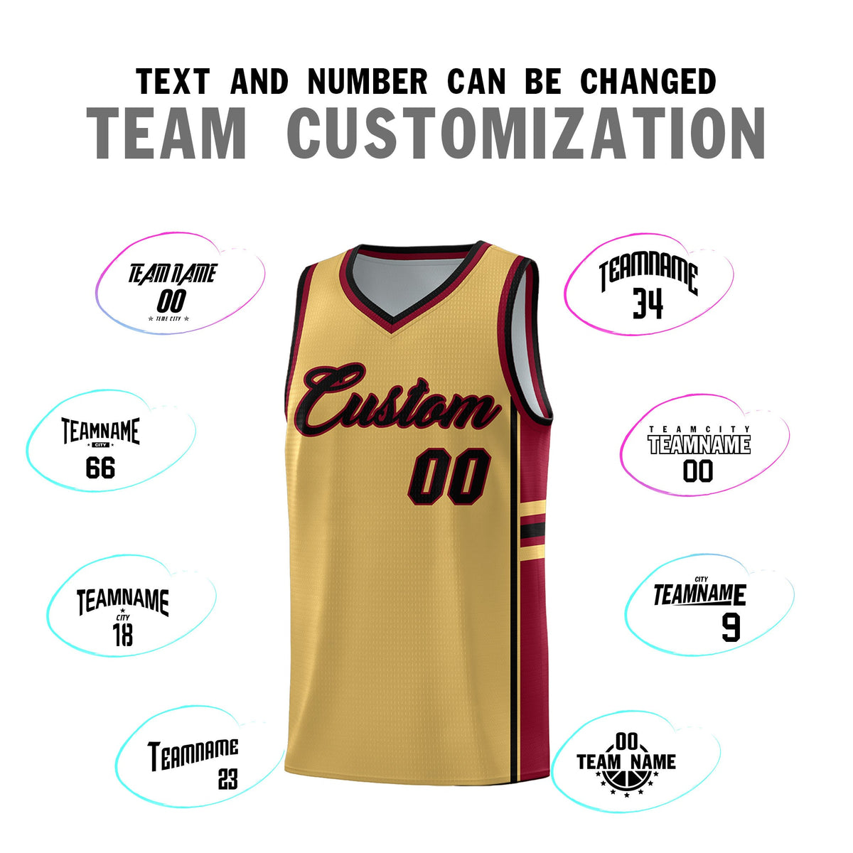 Custom Youth Basketball Jersey - Old Gold Crimson Two-Tone Classic Varsity Uniform