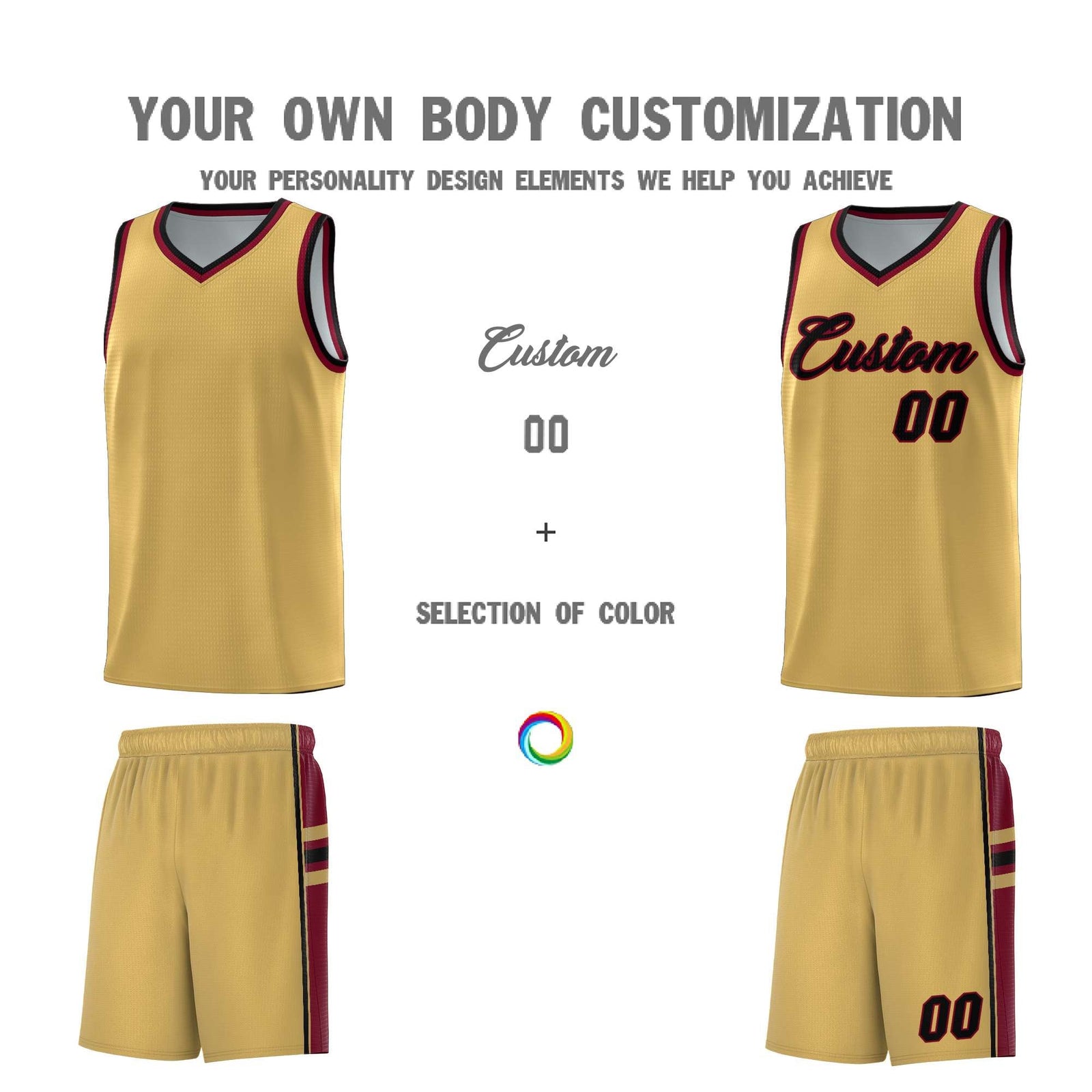Custom Youth Basketball Jersey - Old Gold Crimson Two-Tone Classic Varsity Uniform