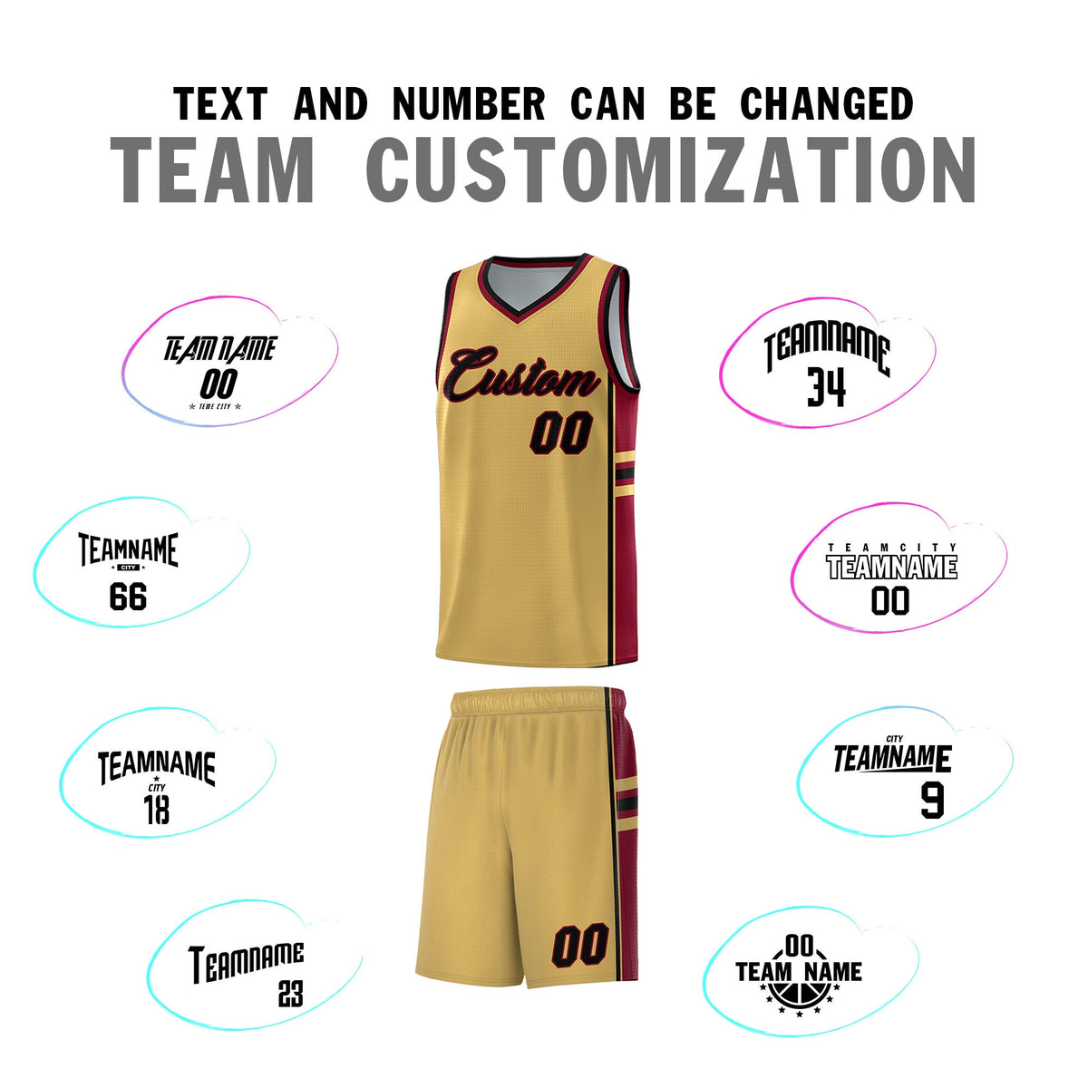Custom Youth Basketball Jersey - Old Gold Crimson Two-Tone Classic Varsity Uniform
