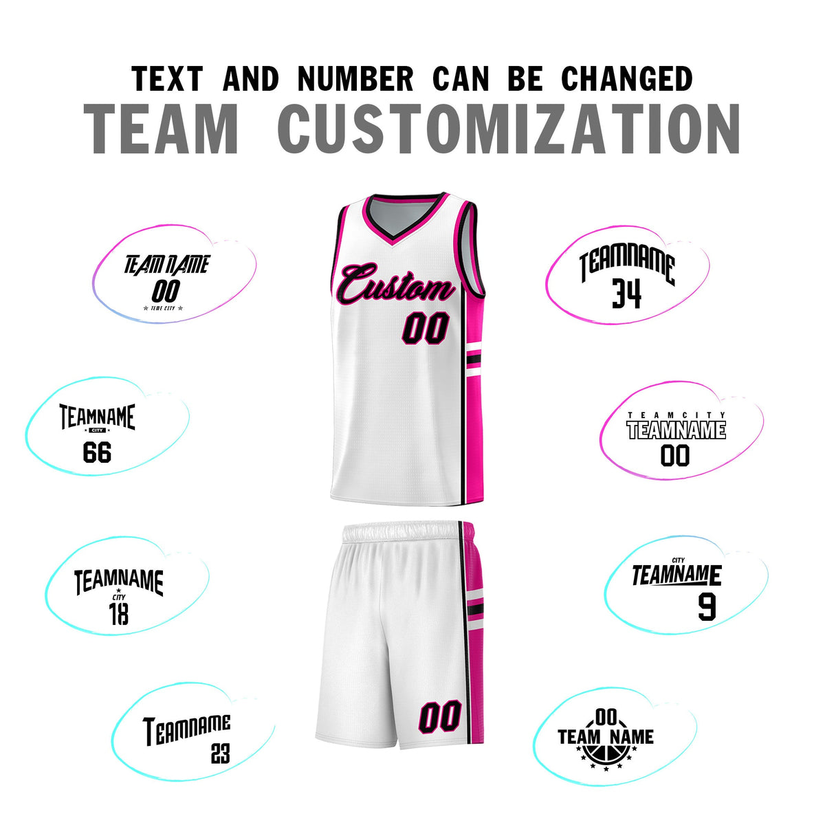 Custom Youth Basketball Jersey - White Pink Two-Tone Varsity Jersey Set