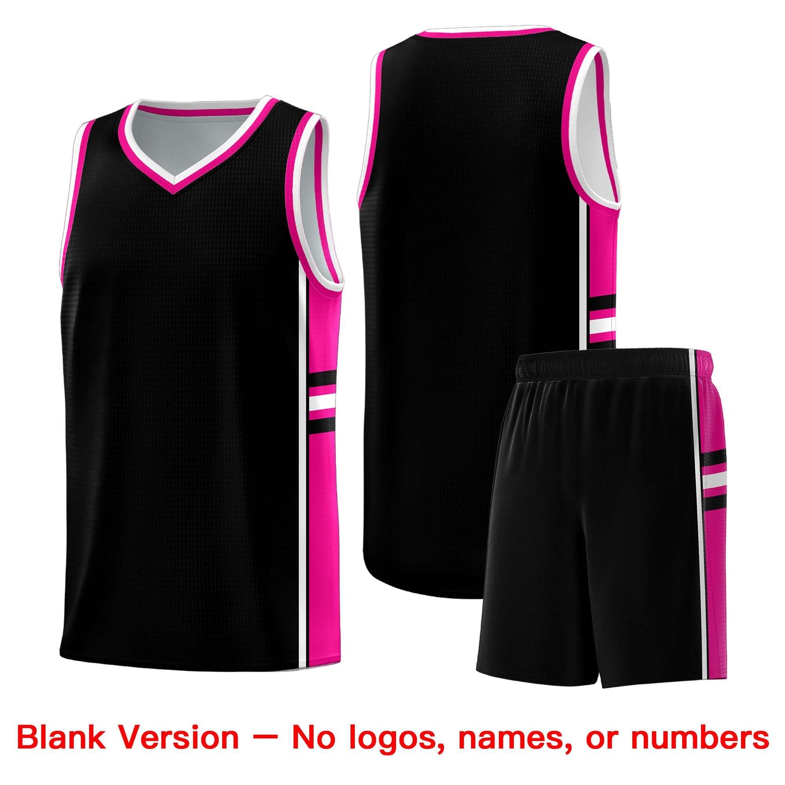 Custom Youth Basketball Jersey - Black Pink Two-Tone Classic Varsity Uniform