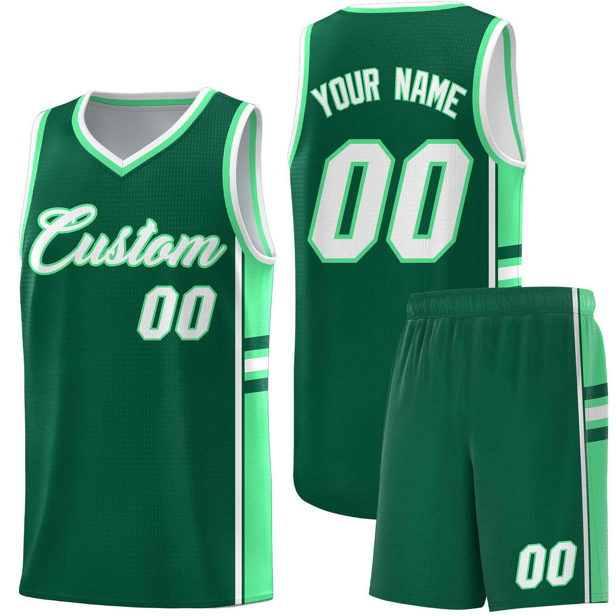 Custom Youth Basketball Jersey - Kelly Green Green Two-Tone Classic Varsity Uniform