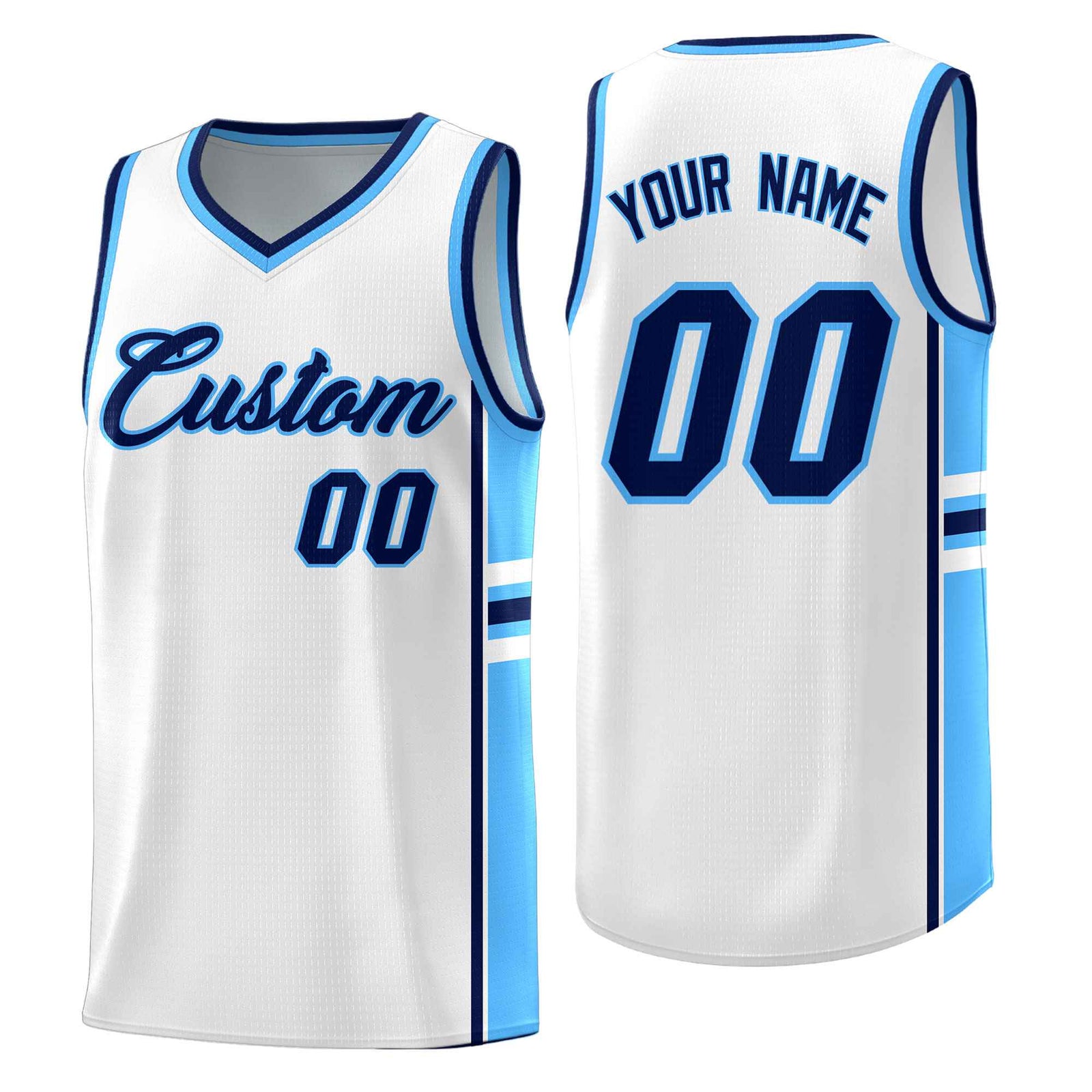 Custom Youth Basketball Jersey - White Powder Blue Two-Tone Varsity Jersey Set