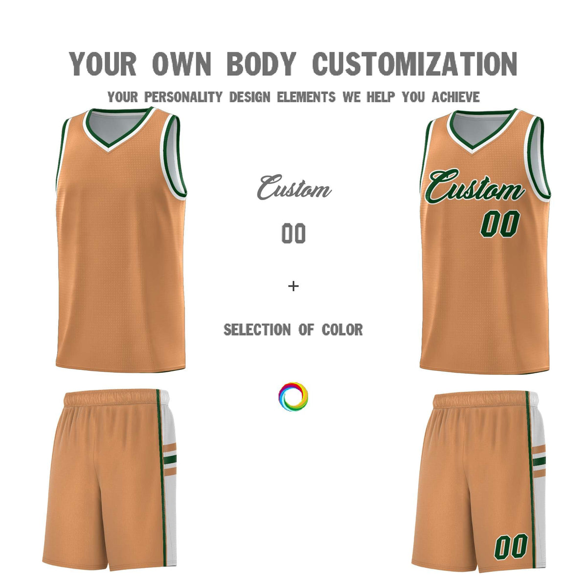 Custom Youth Basketball Jersey - Buckskin Brown White Personalized Varsity Two-Tone Uniform