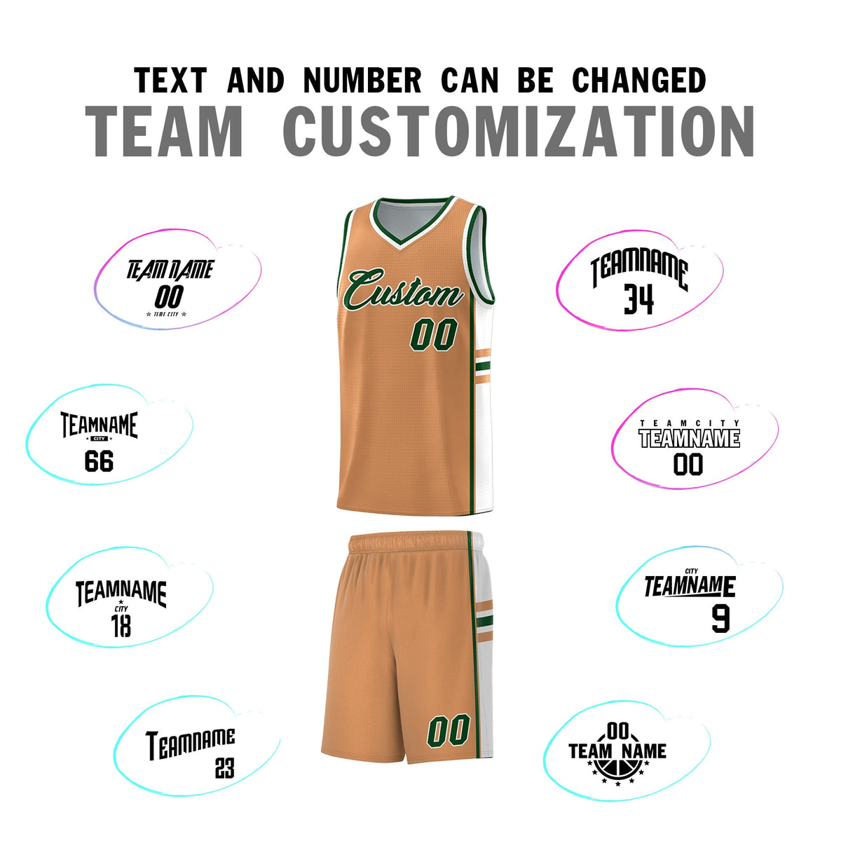 Custom Youth Basketball Jersey - Buckskin Brown White Personalized Varsity Two-Tone Uniform
