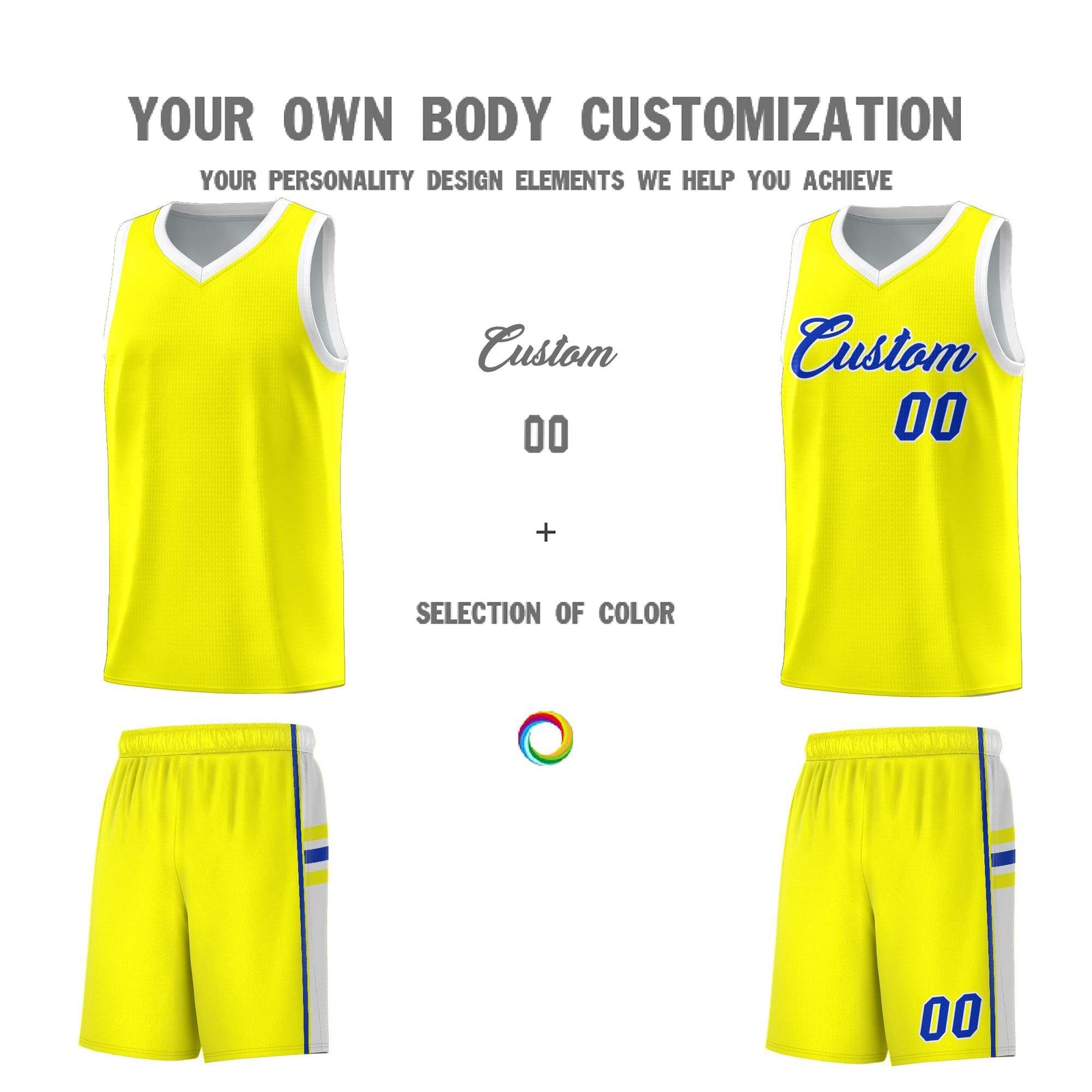 Custom Youth Basketball Jersey - Fluorescent Yellow White Two-Tone Classic Varsity Uniform