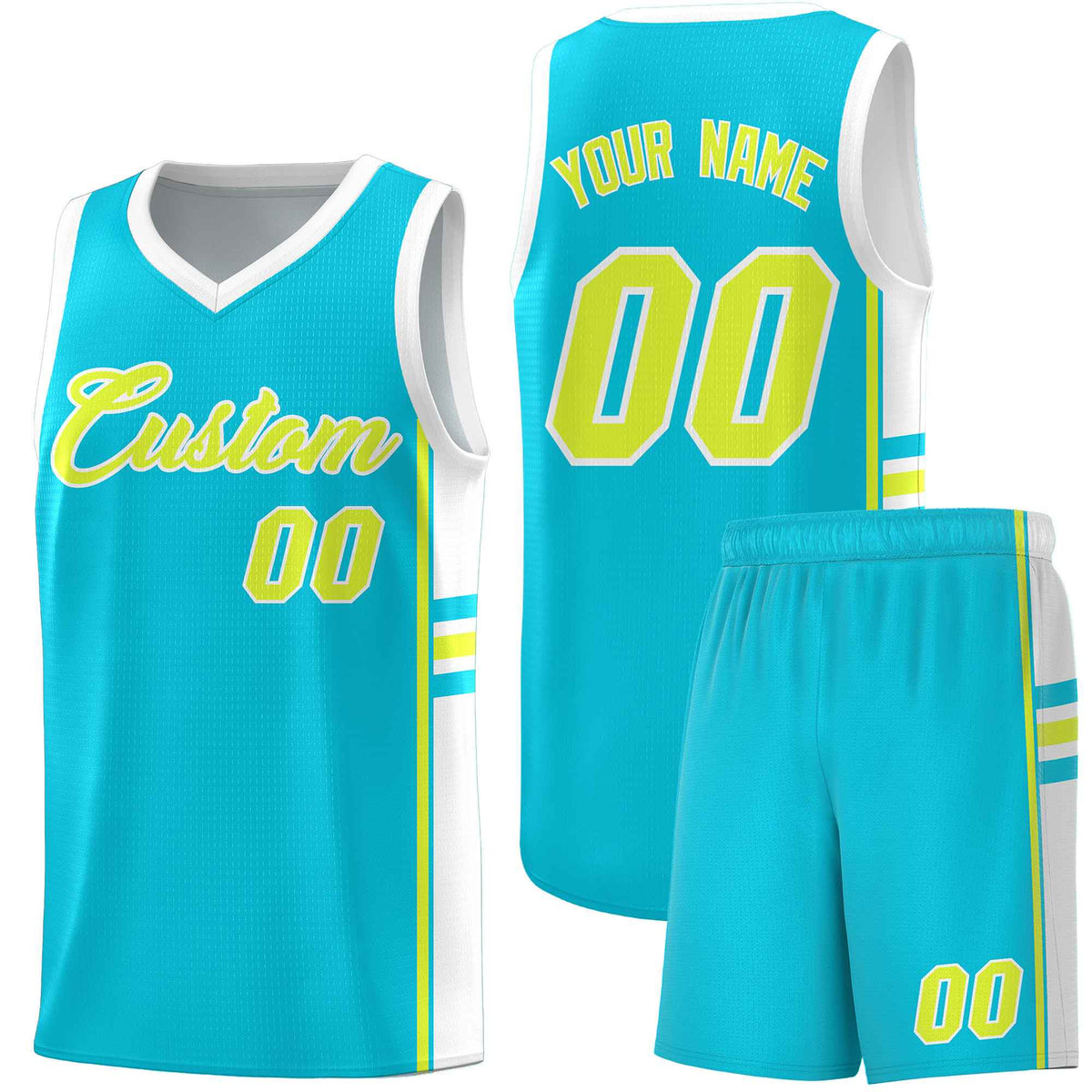 Custom Youth Basketball Jersey - Sky Blue White Personalized Varsity Two-Tone Uniform