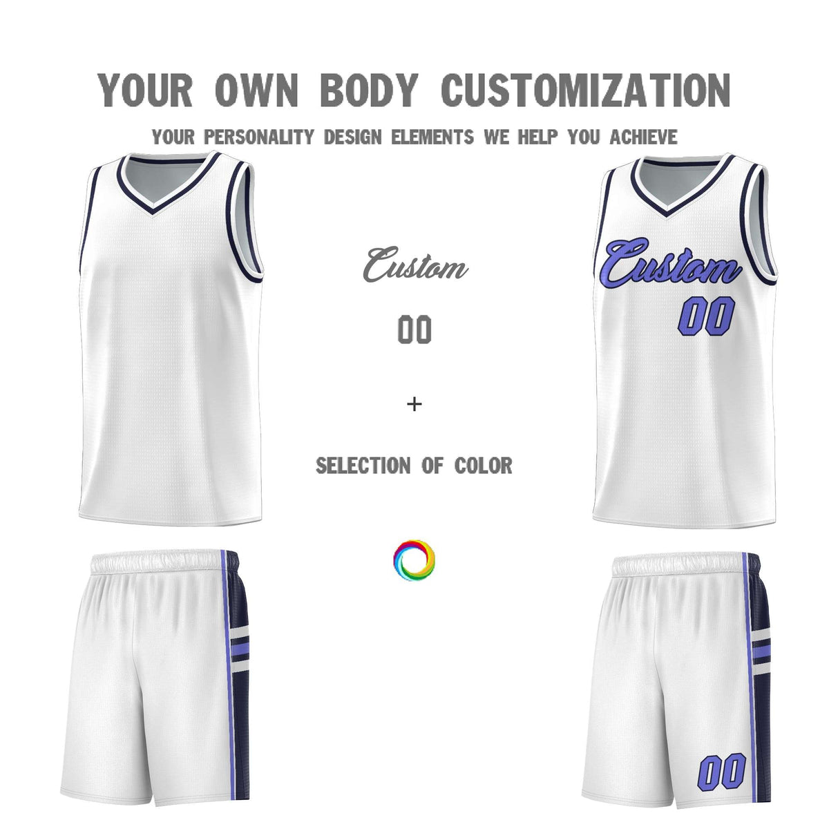 Custom Youth Basketball Jersey - White Navy Two-Tone Varsity Jersey Set
