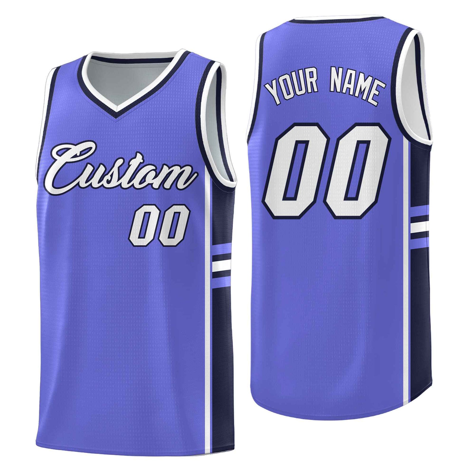 Custom Youth Basketball Jersey - Purple Navy Two-Tone Classic Varsity Uniform