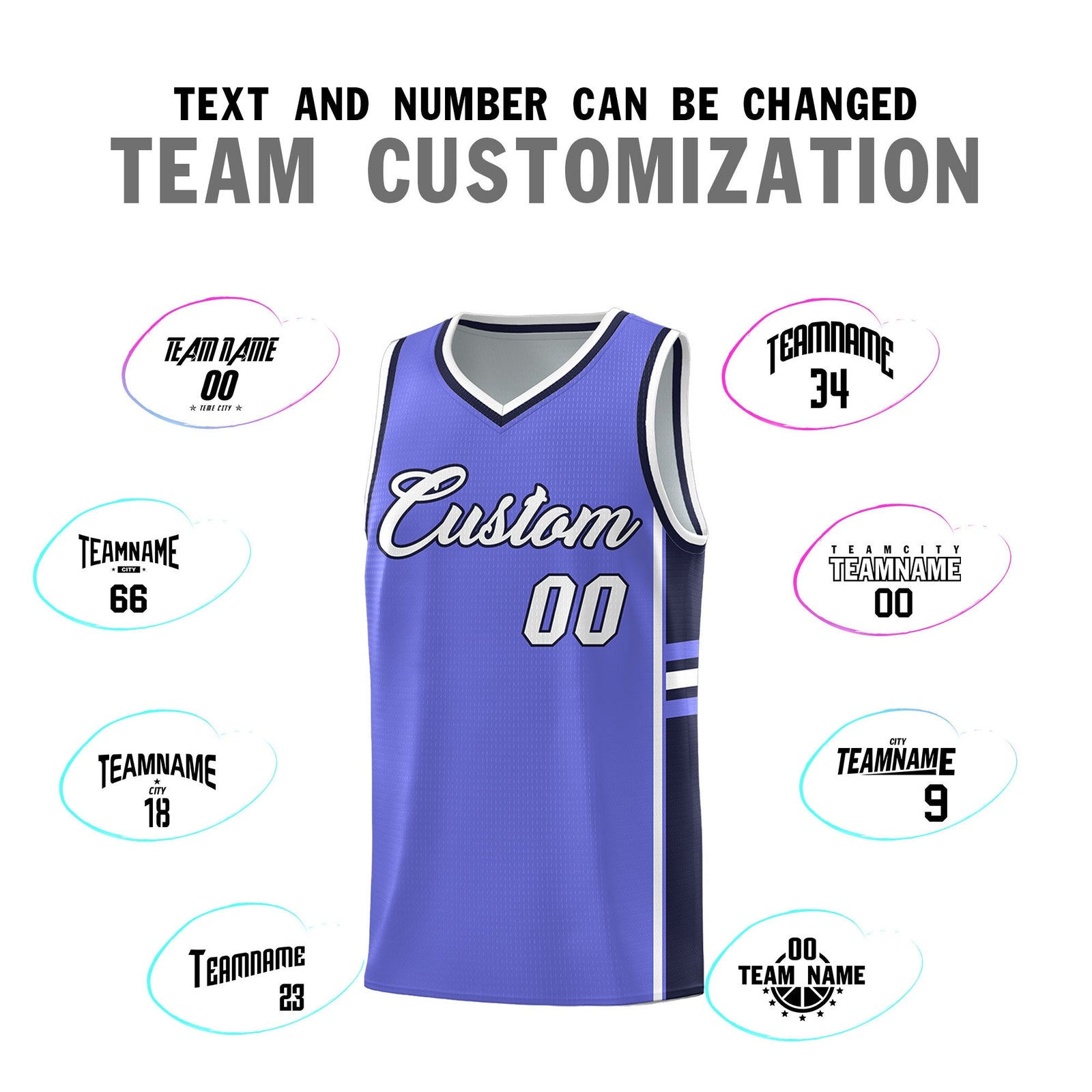 Custom Youth Basketball Jersey - Purple Navy Two-Tone Classic Varsity Uniform