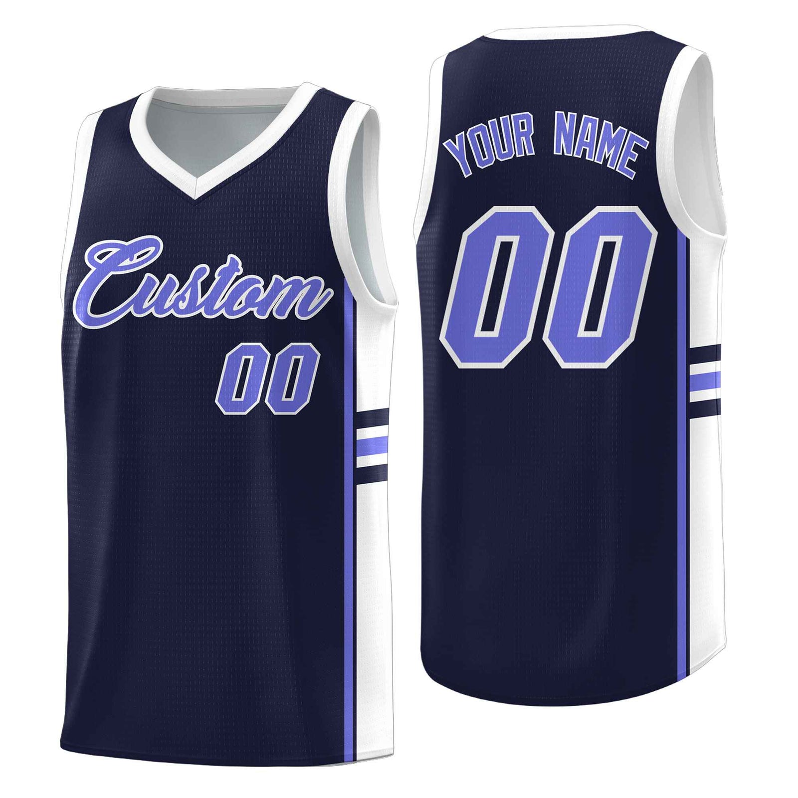 Custom Youth Basketball Jersey - Navy White Personalized Varsity Two-Tone Uniform