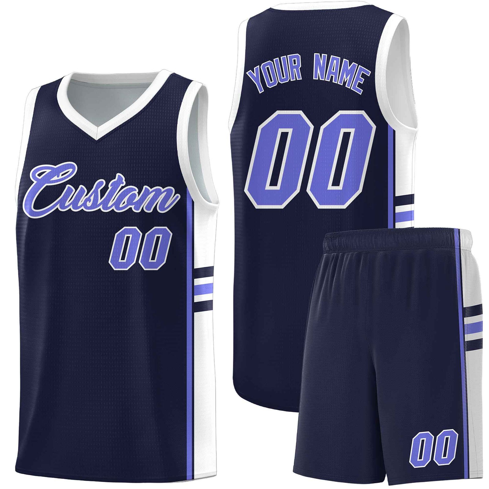 Custom Youth Basketball Jersey - Navy White Personalized Varsity Two-Tone Uniform