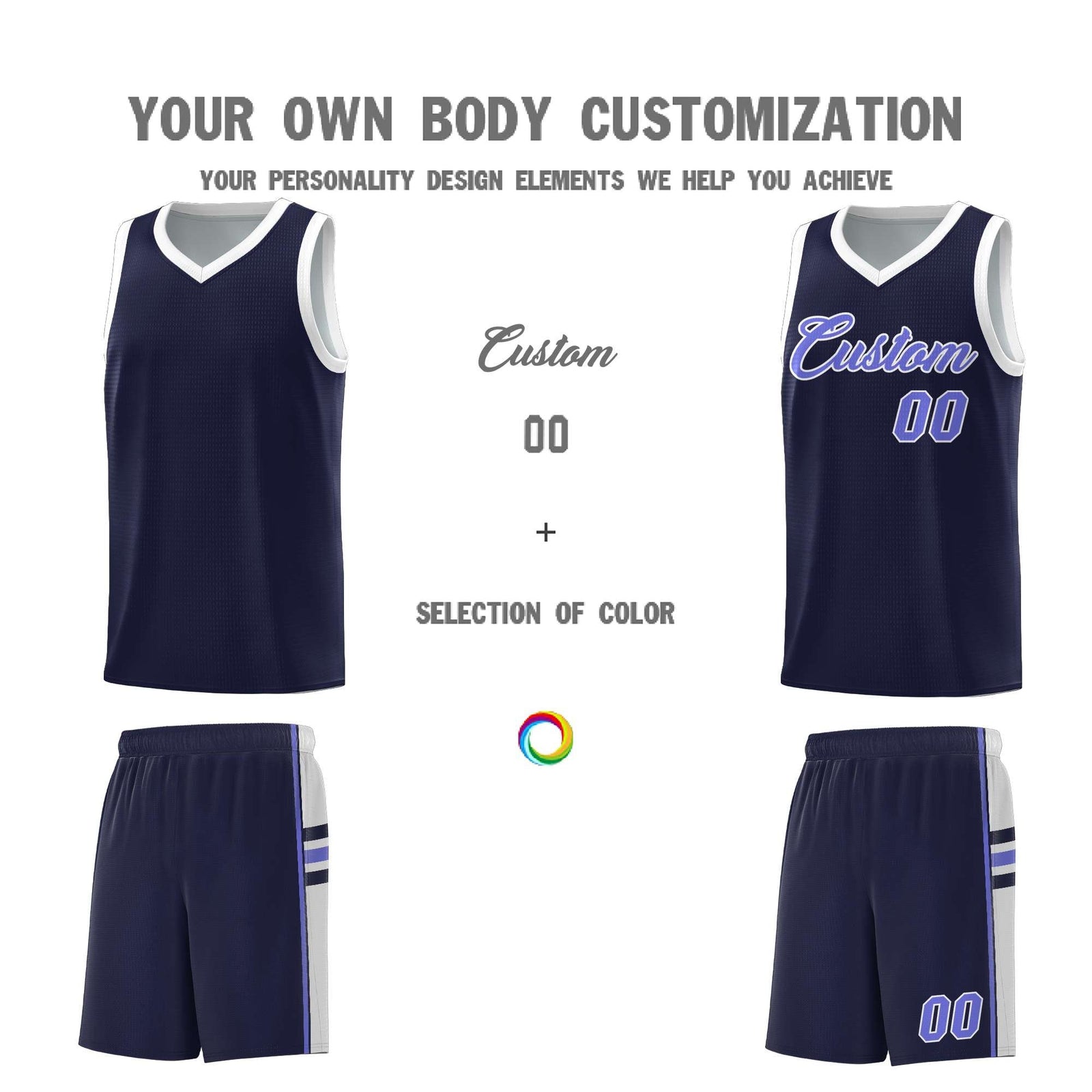 Custom Youth Basketball Jersey - Navy White Personalized Varsity Two-Tone Uniform