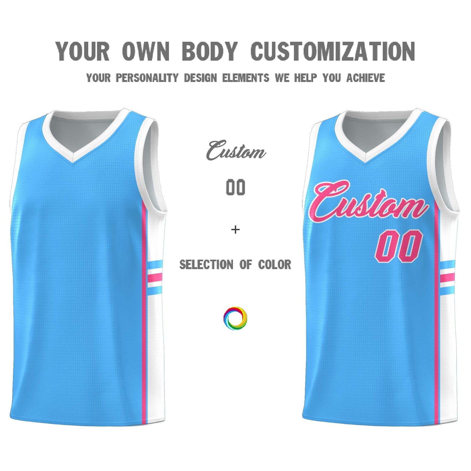 Custom Youth Basketball Jersey - Powder Blue White Personalized Varsity Two-Tone Uniform