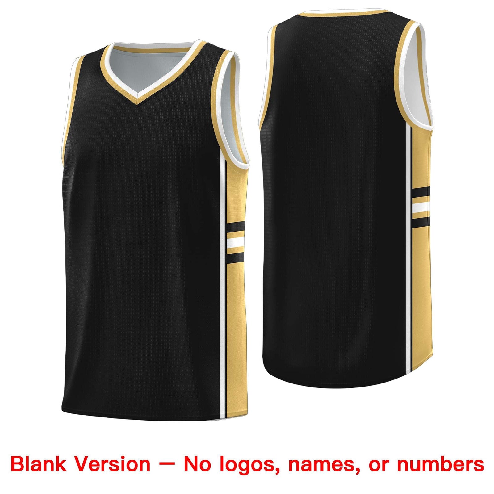 Custom Youth Basketball Jersey - Black Old Gold Two-Tone Classic Varsity Uniform