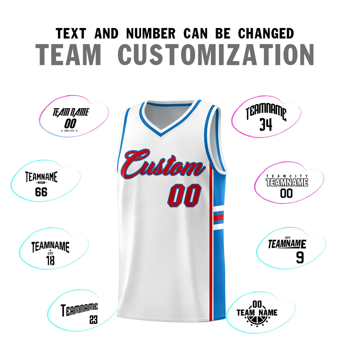 Custom Youth Basketball Jersey - White Royal Two-Tone Varsity Jersey Set
