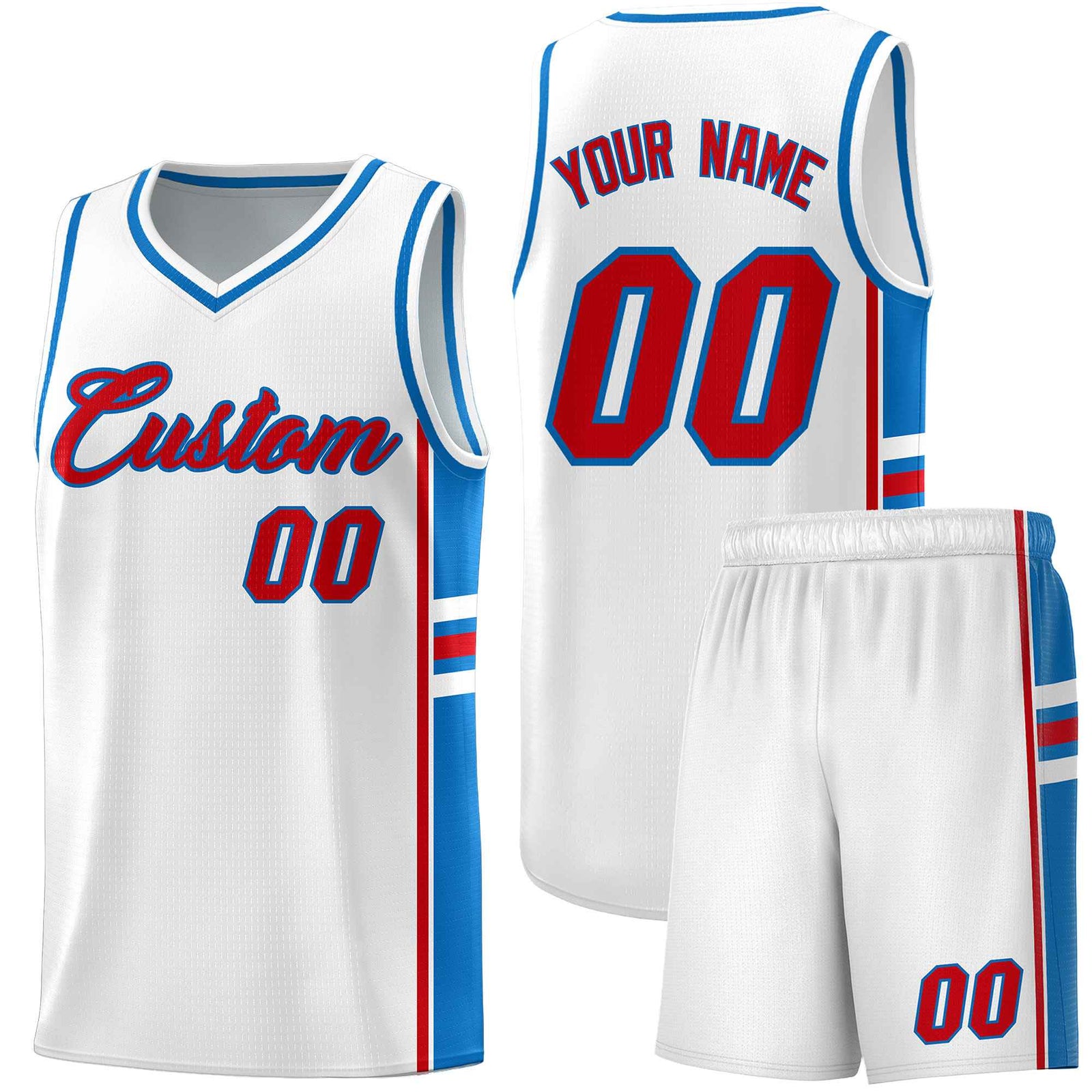 Custom Youth Basketball Jersey - White Royal Two-Tone Varsity Jersey Set
